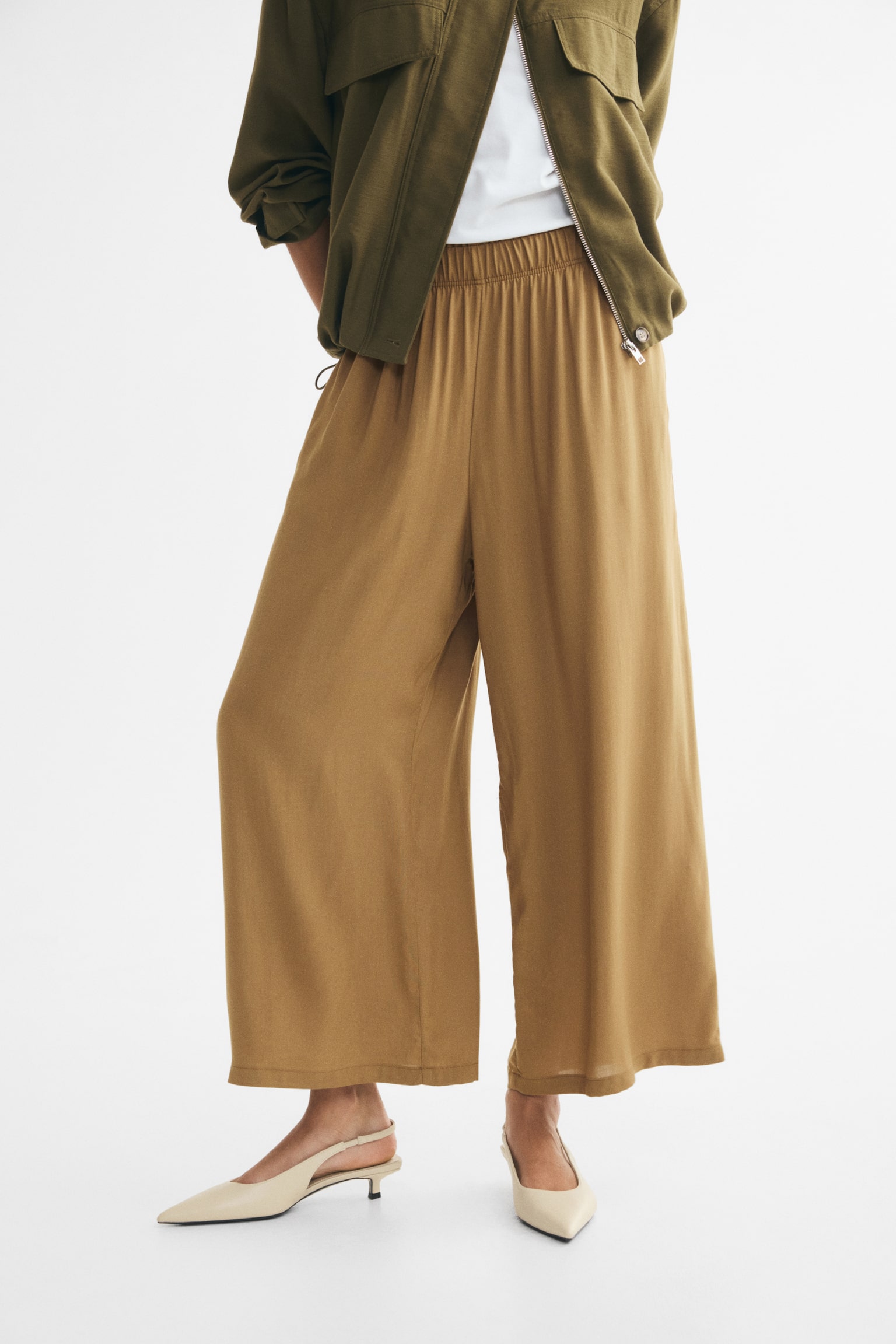 Женские брюки H&M Viscose Pull-On, цвет: Бежевый — фото 3