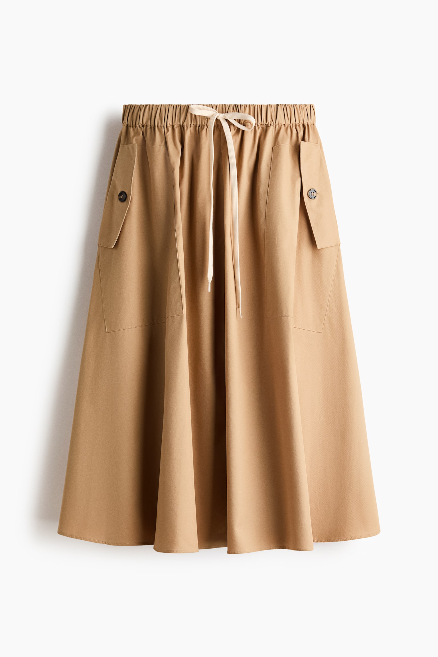 Cotton twill drawstring skirt - Beige