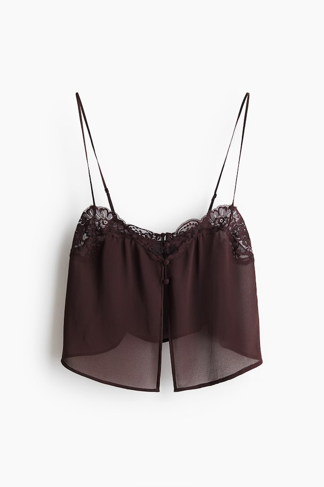 Straptop met kant - Donkerbruin - 1