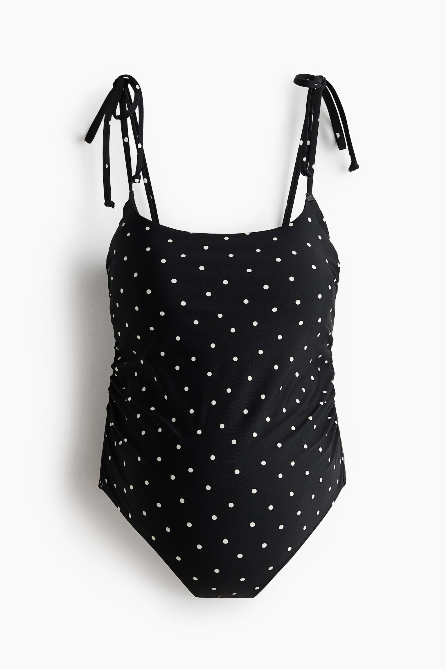 MAMA Padded-cup tie-strap swimsuit - Black/Polka dot/Dark red - 2