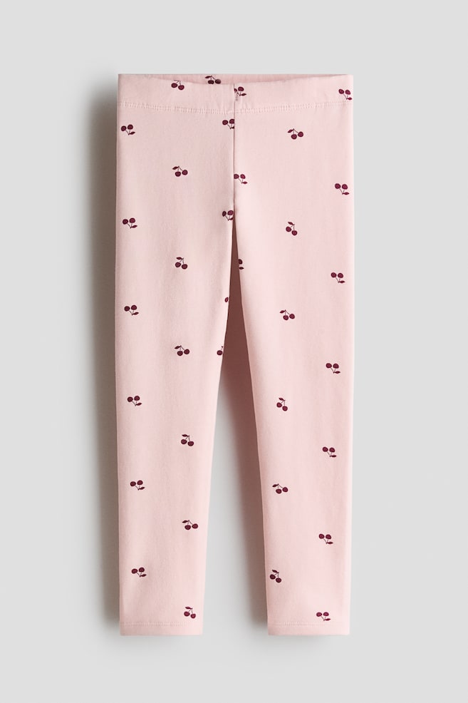 Brushed-Inside Leggings - Light dusty pink/cherries/Black/Pink/hearts/Heather purple/hearts/Light beige/leopard print/Ivory/hearts/Light blue/cherries/Dark gray/hearts/Turquoise/hearts/Light green - 1