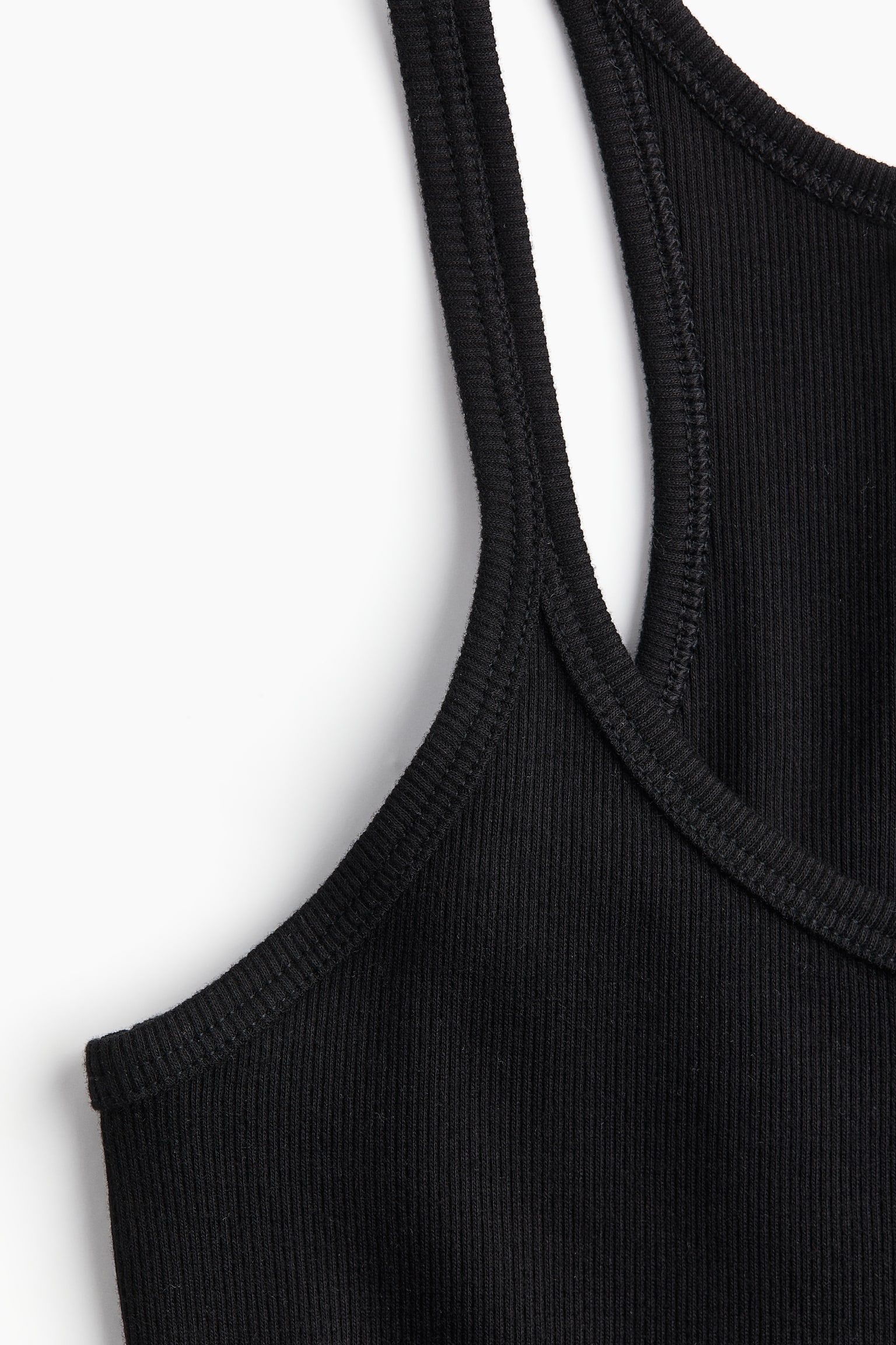 Ribbed vest top - Black/Light grey marl - 4