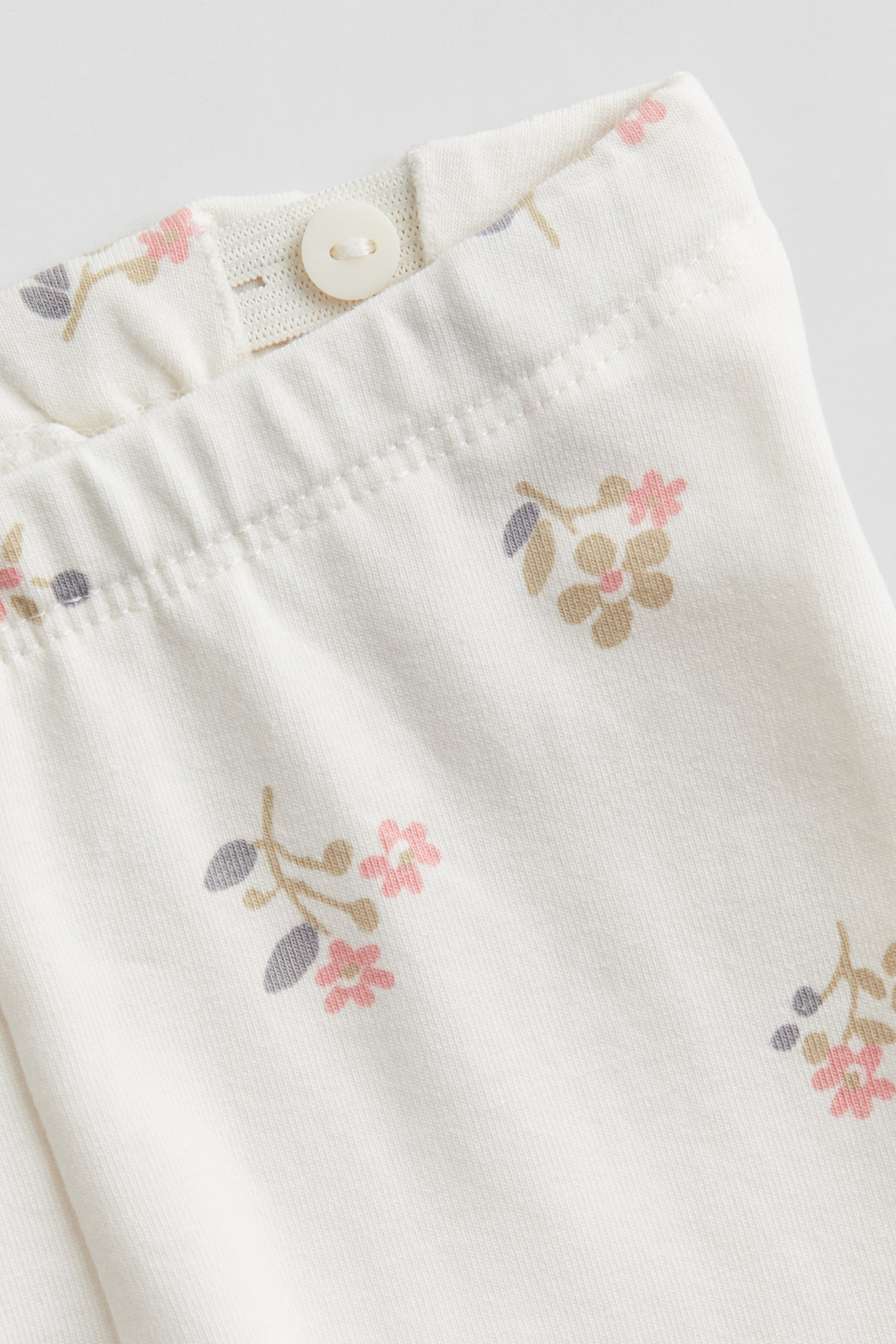 Cotton Leggings - Cream/Floral/Dark grey/Floral/Cream/Floral/Cream/Strawberries/Light pink/Cherries - 2