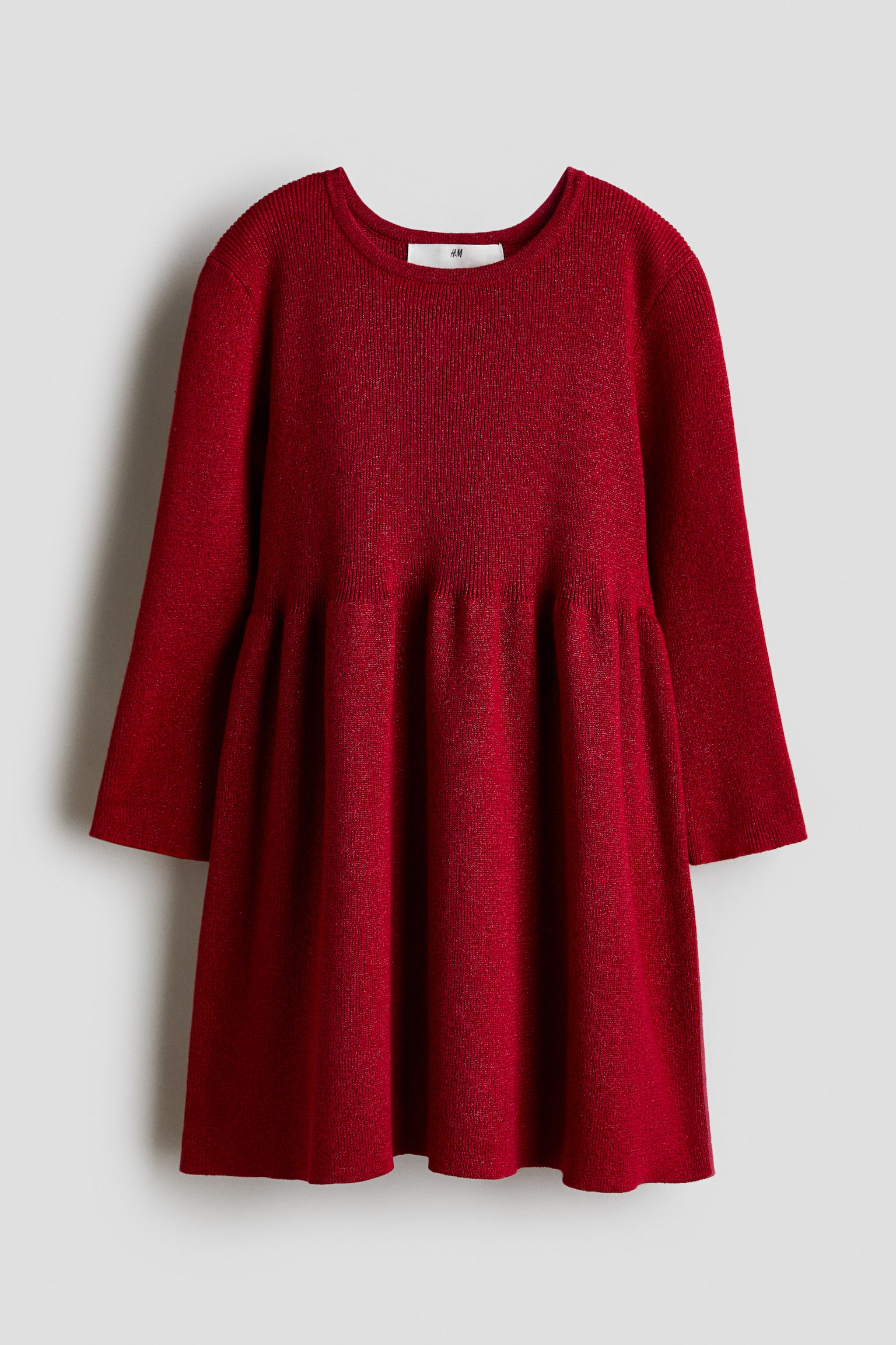 Shimmery Knit Dress - Red/Beige