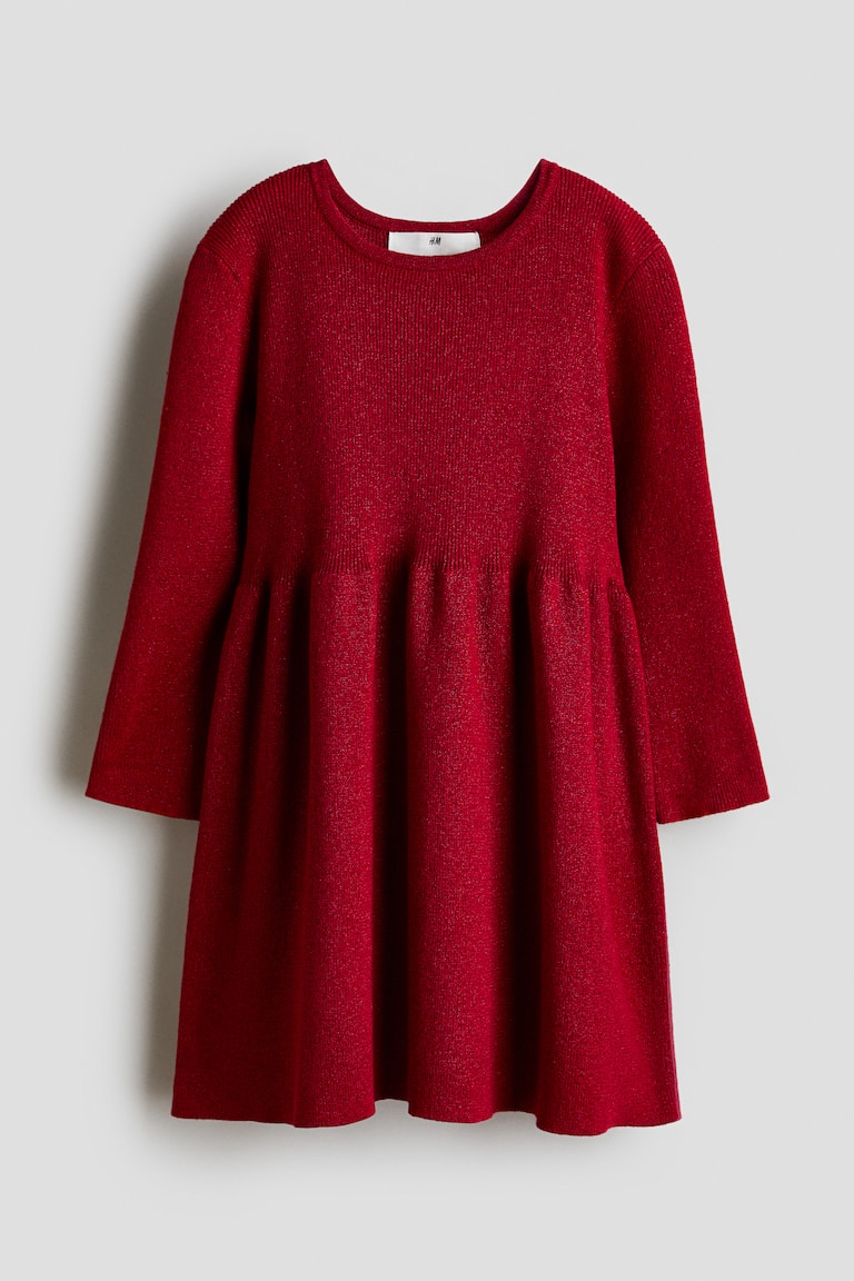 Girls - Red Shimmery Knit Dress - Size: 2T (1 -2Y) - H&M