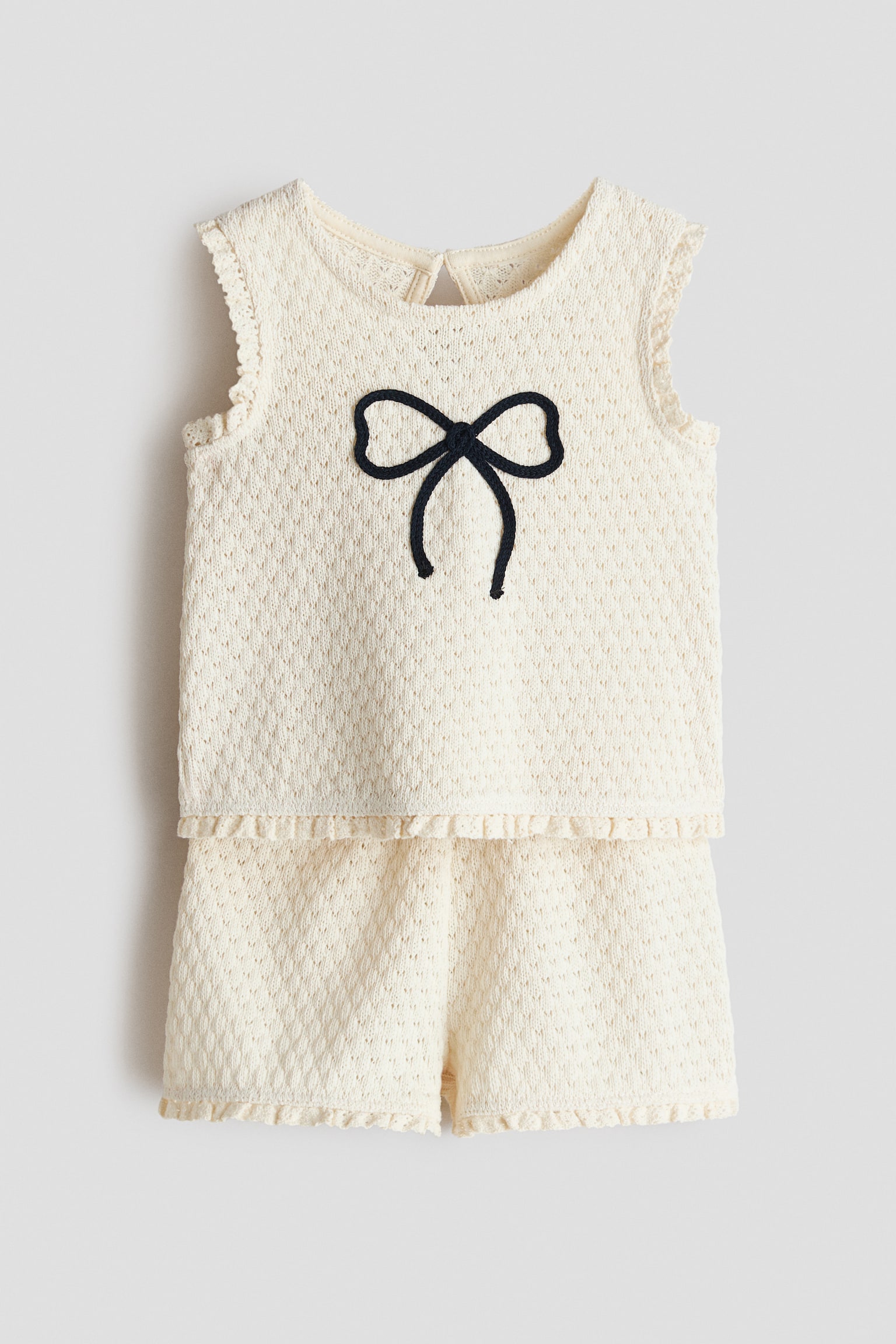 2-piece pointelle-knit cotton set - 1