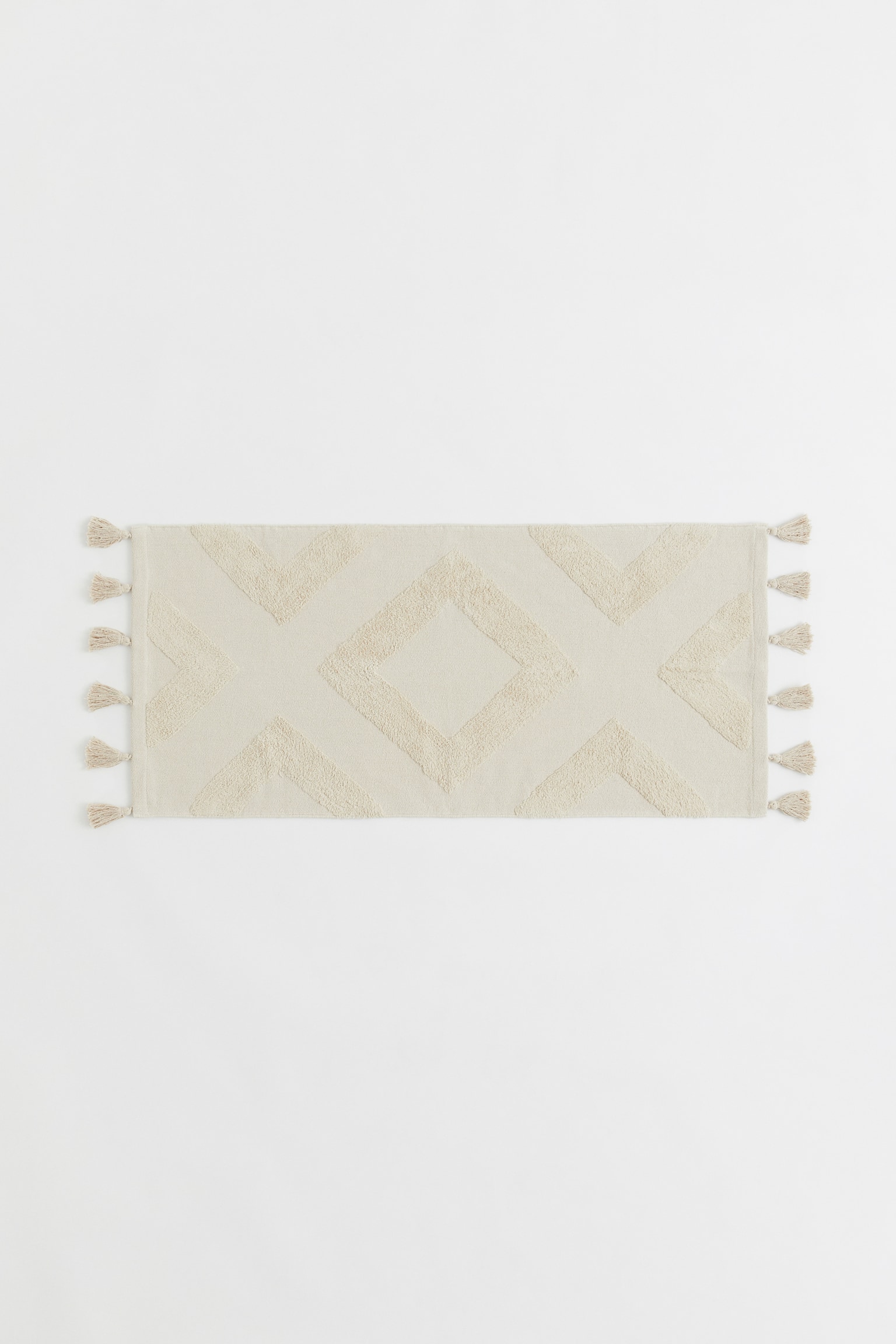 Tasselled bath mat - Light beige/Black/White - 1