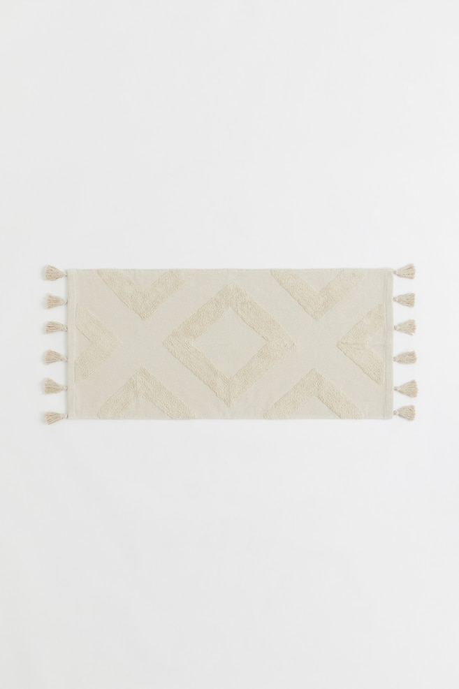 Tasselled bath mat - Light beige/White/Black - 1