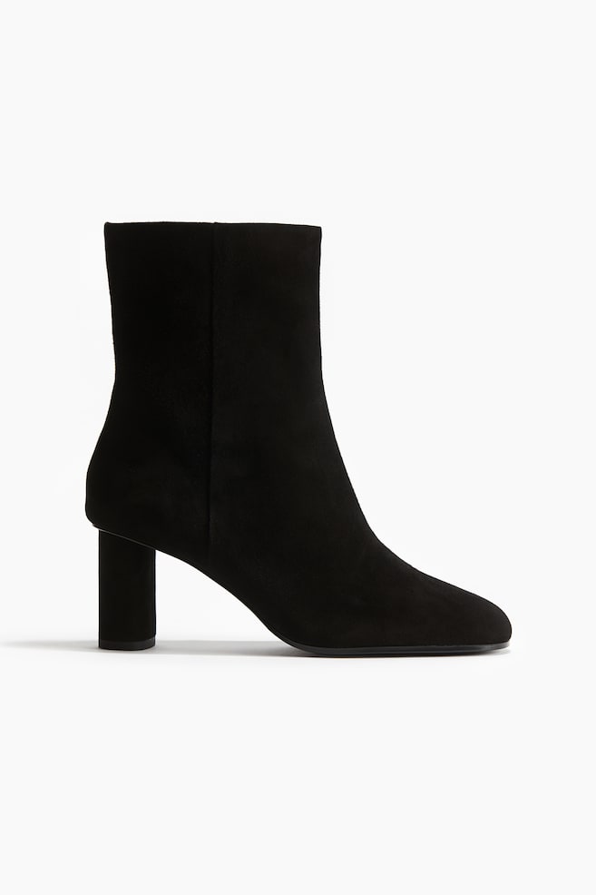 Bottines en cuir velours - Noir - 1