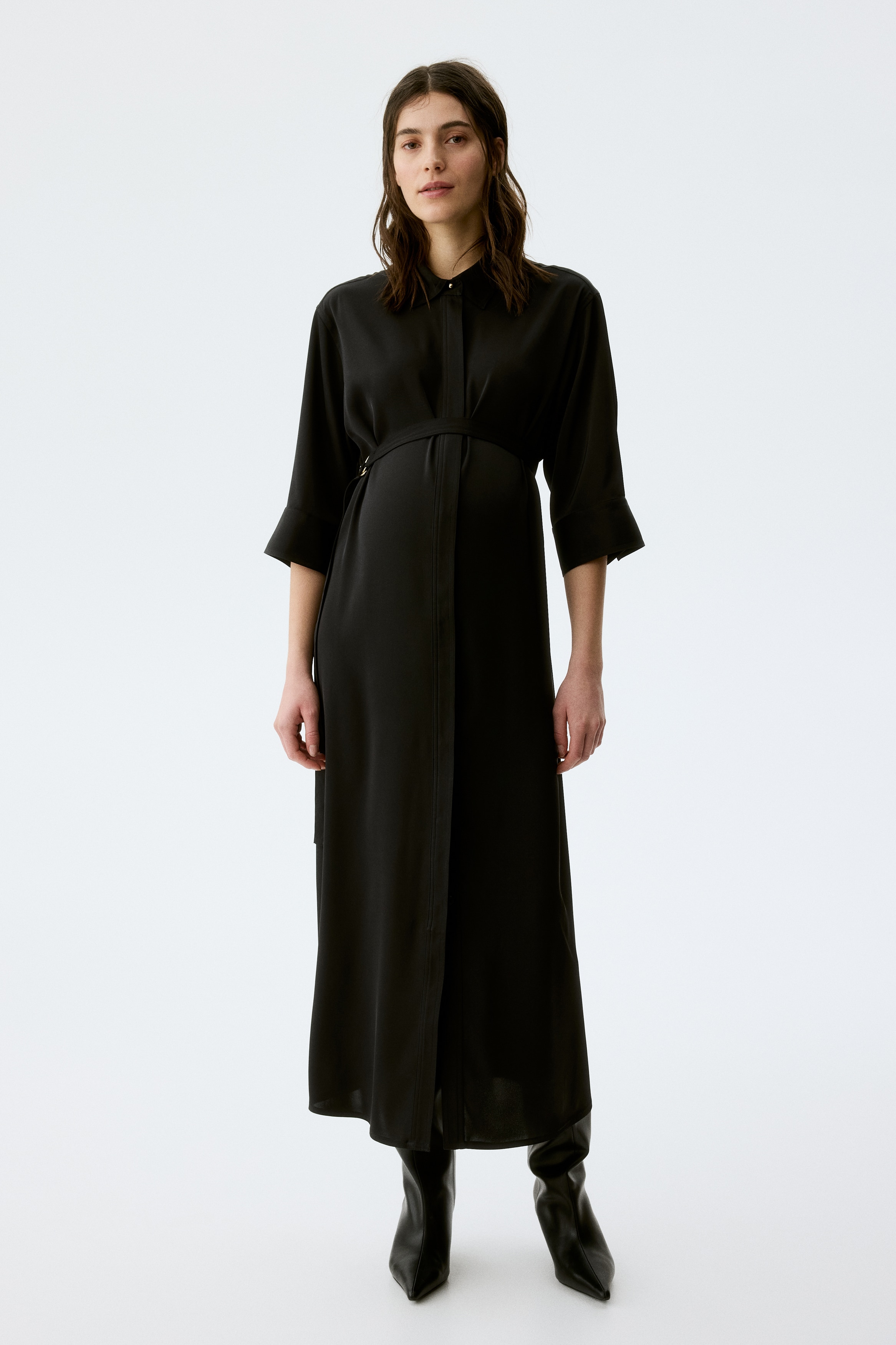 MAMA Belted Shirt Dress