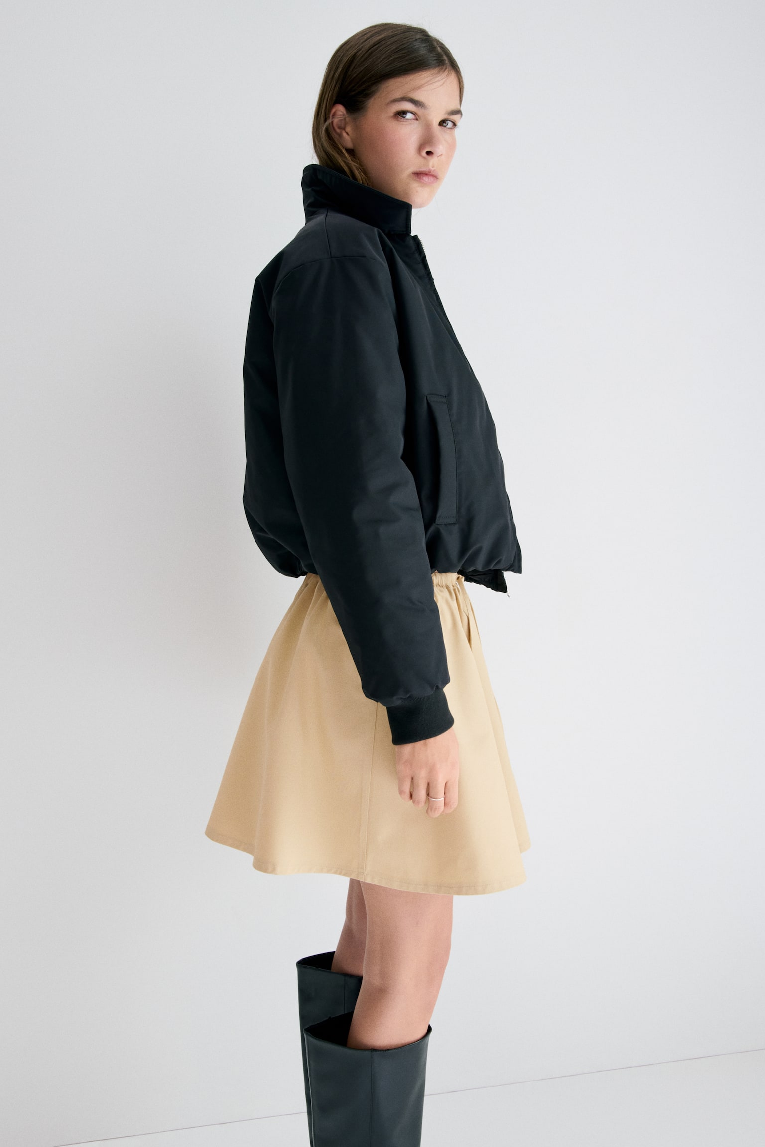 Uitlopende rok - Beige/Zwart - 4