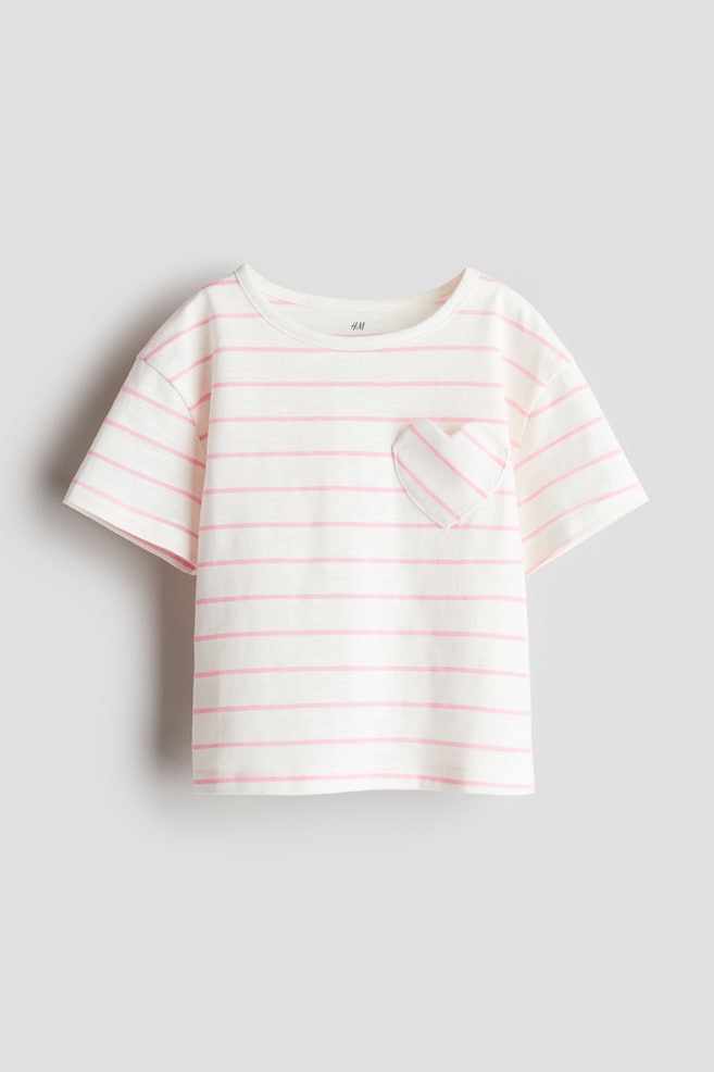 ハートポケットTシャツ - ホワイト／ボーダー - 1