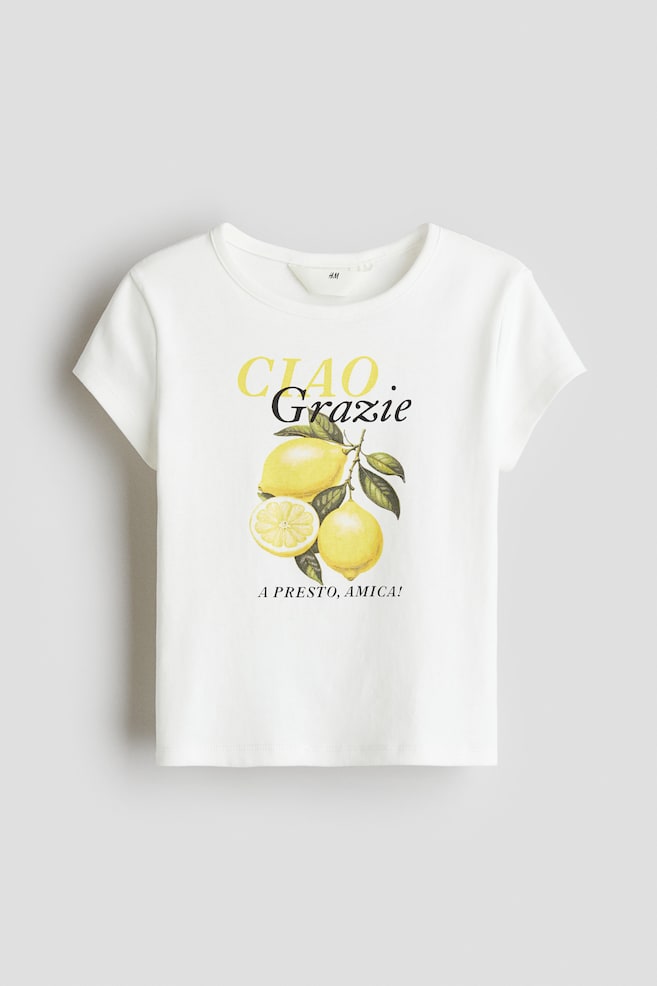 Print-motif cotton T-shirt - White/Ciao Grazie/Pink/Fragola - 1
