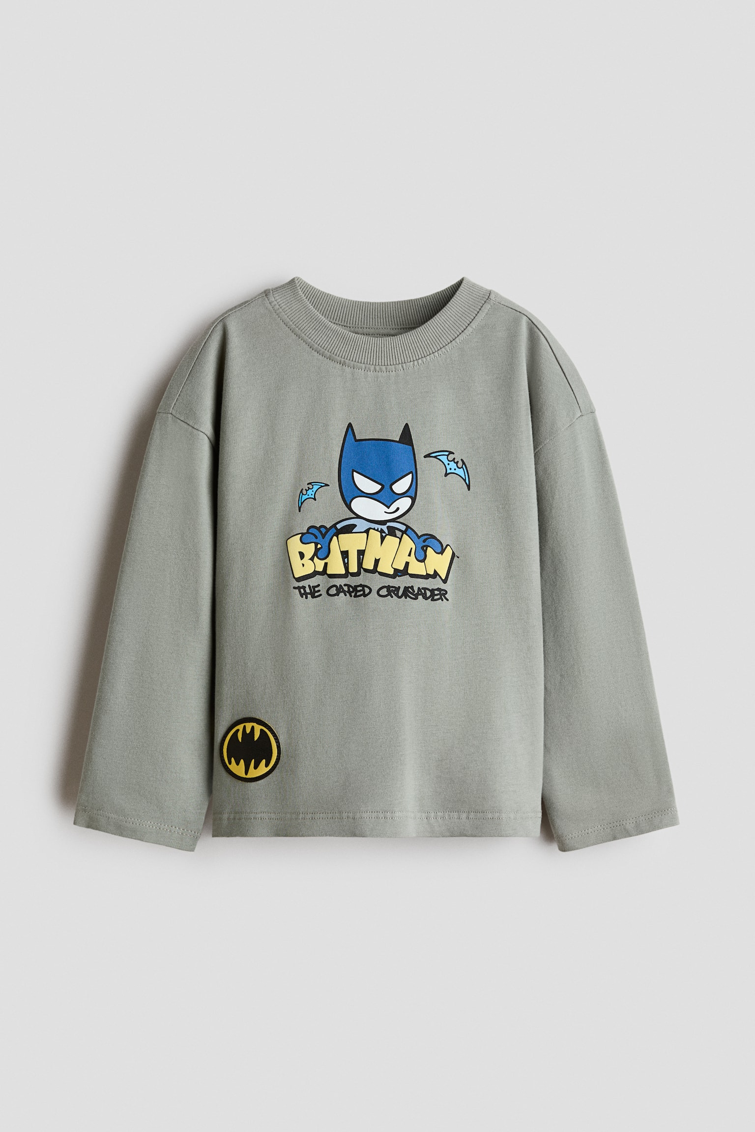 長袖圖案T恤 - Light dusty green/Batman