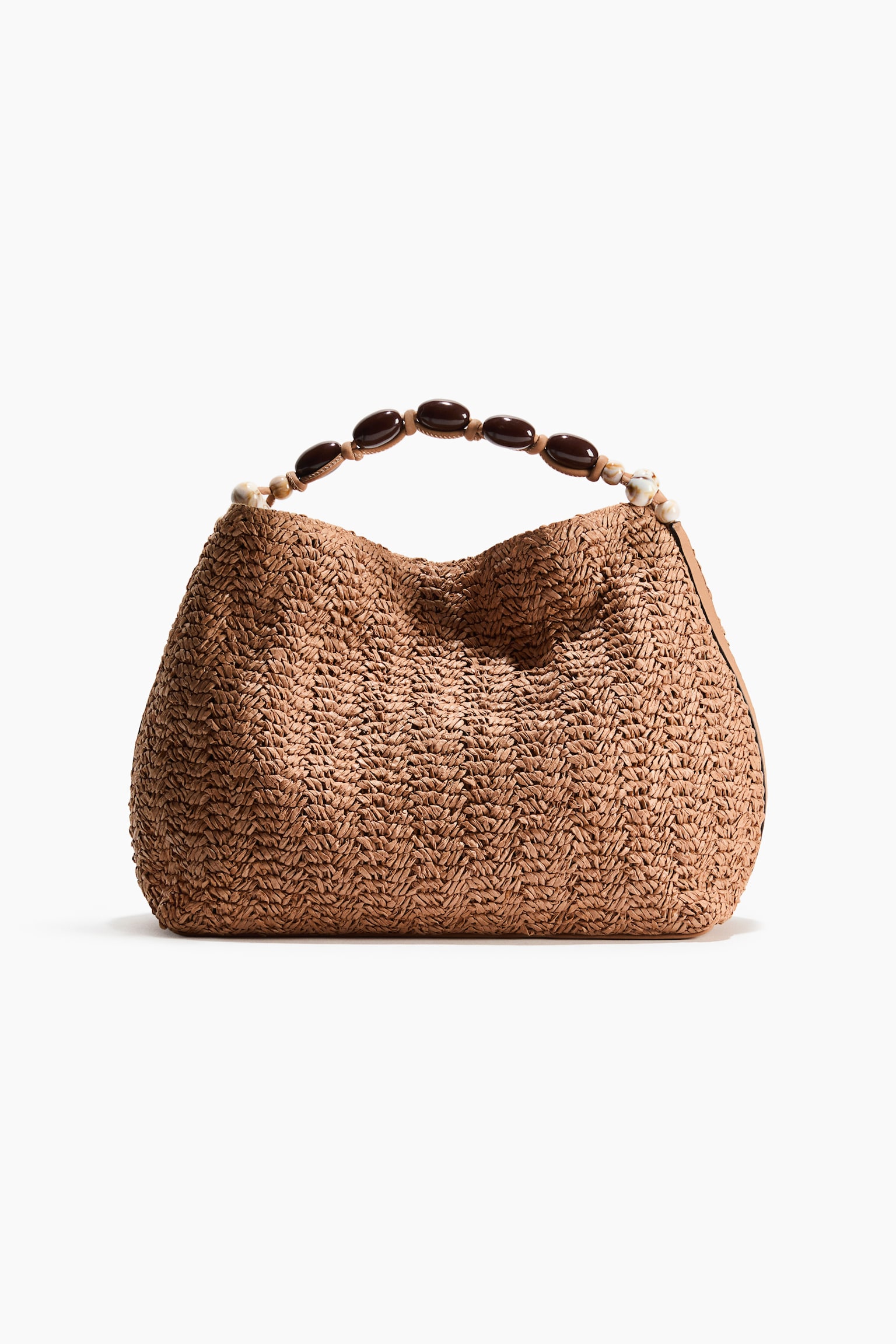 Umhängetasche aus Papierstroh - Dunkelbeige