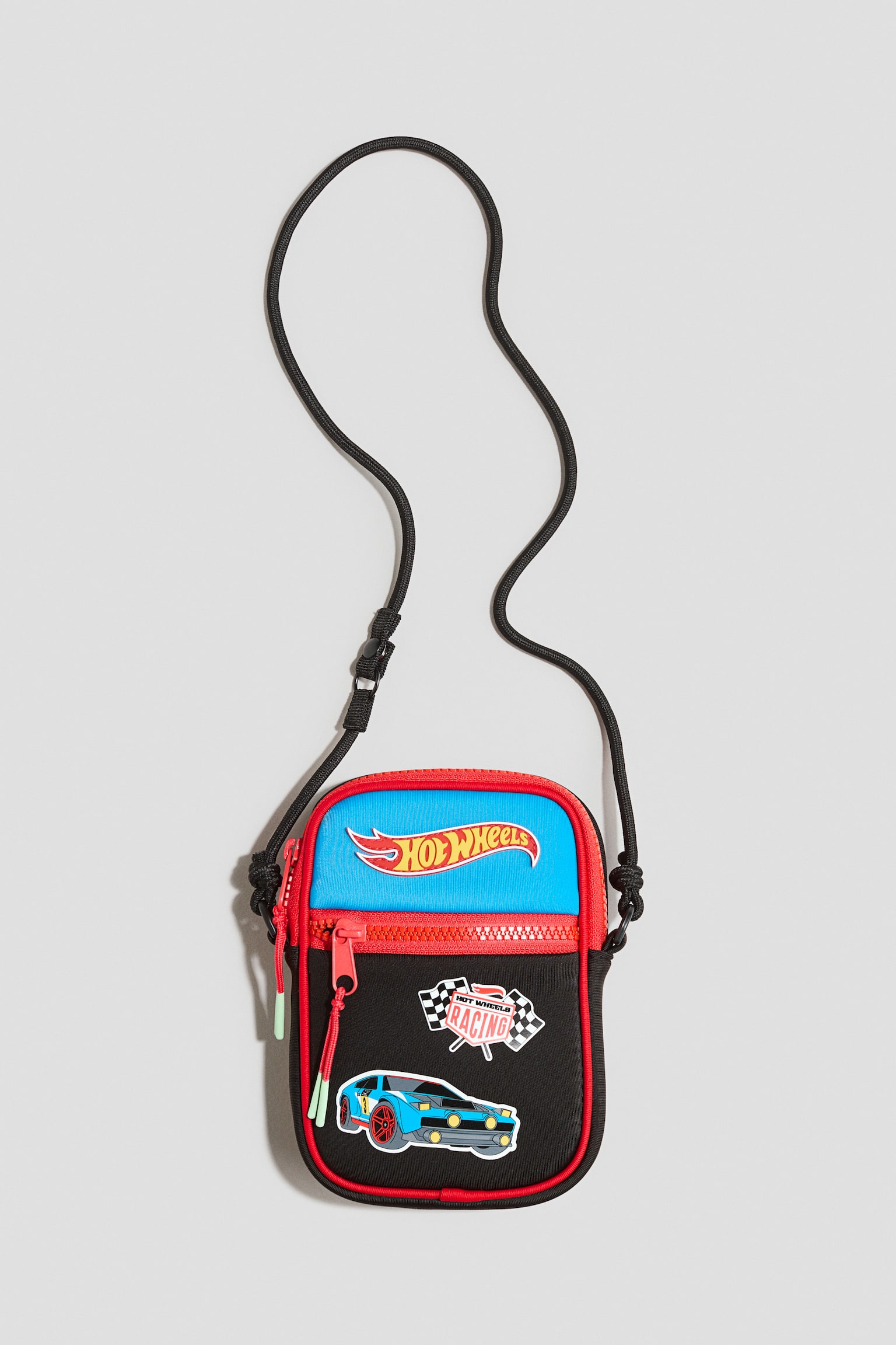Motif-Detail Crossbody Bag - Black/Hot Wheels