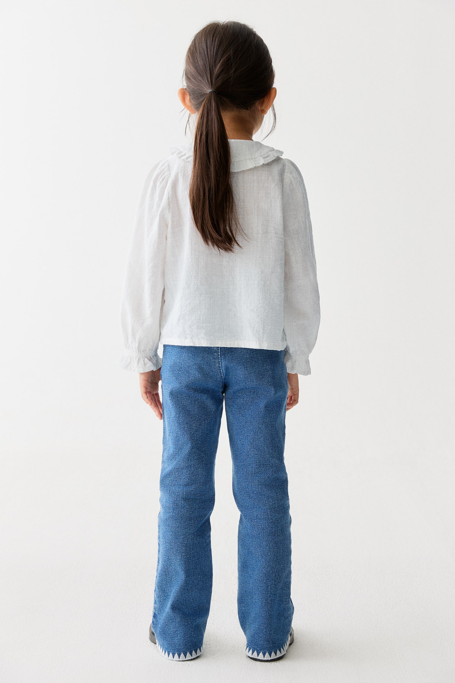 Áo kiểu bằng muslin có cổ - Màu trắng - 3