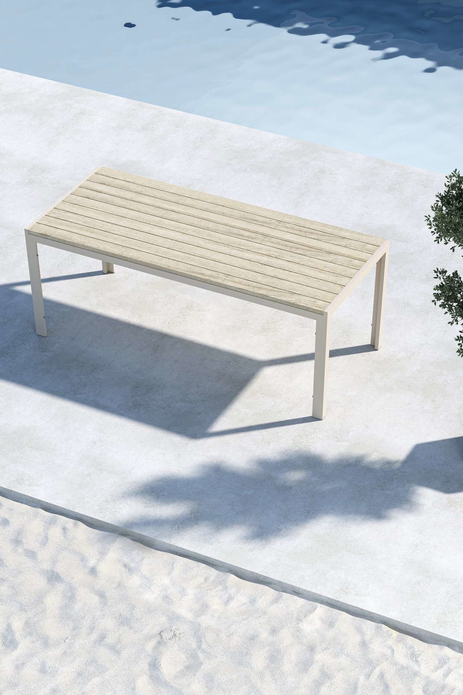 Mirko Dining Table - Aluminum, Beige/Aluminum, Black