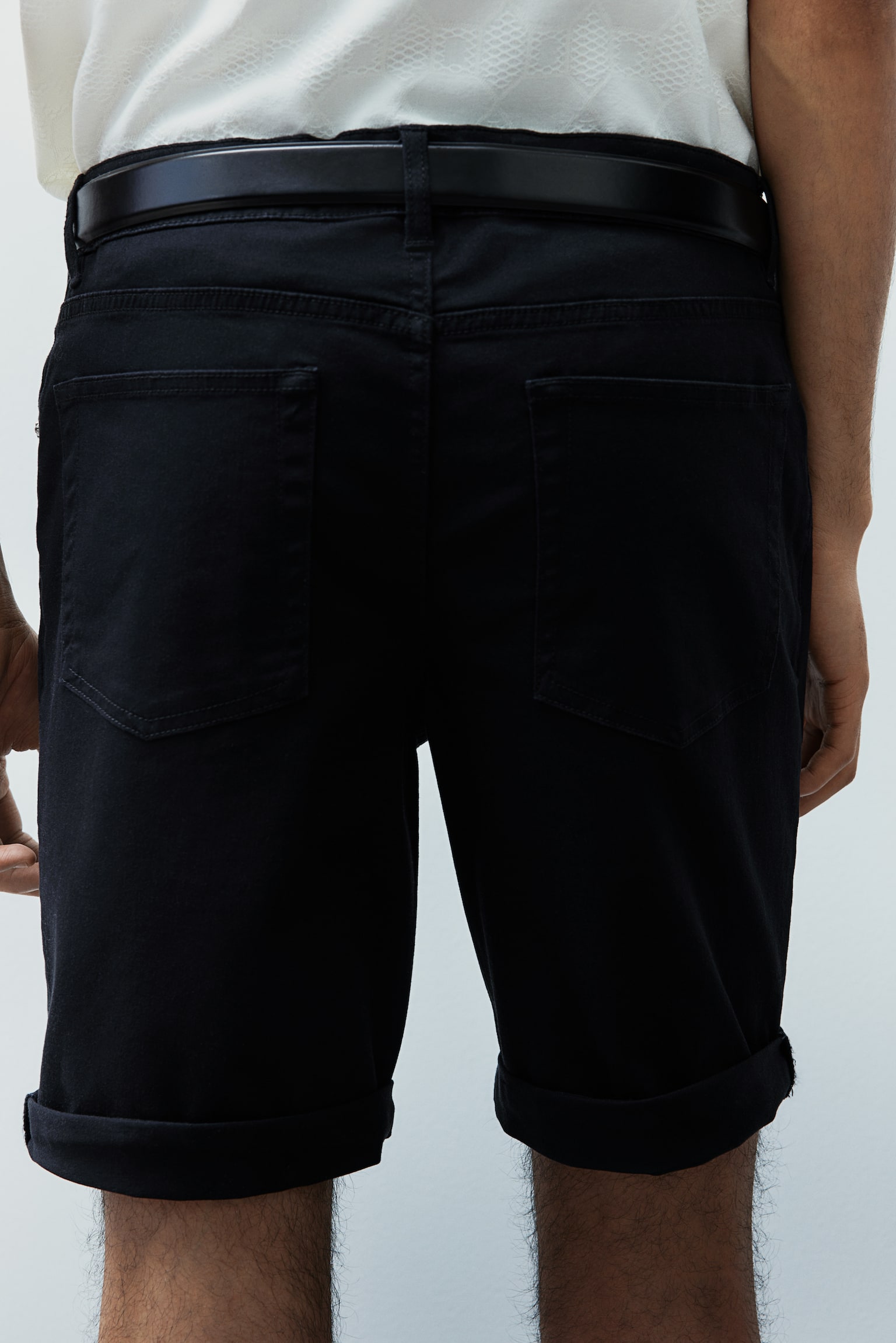 Slim Fit Cotton twill shorts - Black/Light beige/White/Dark grey/Dark grey - 4