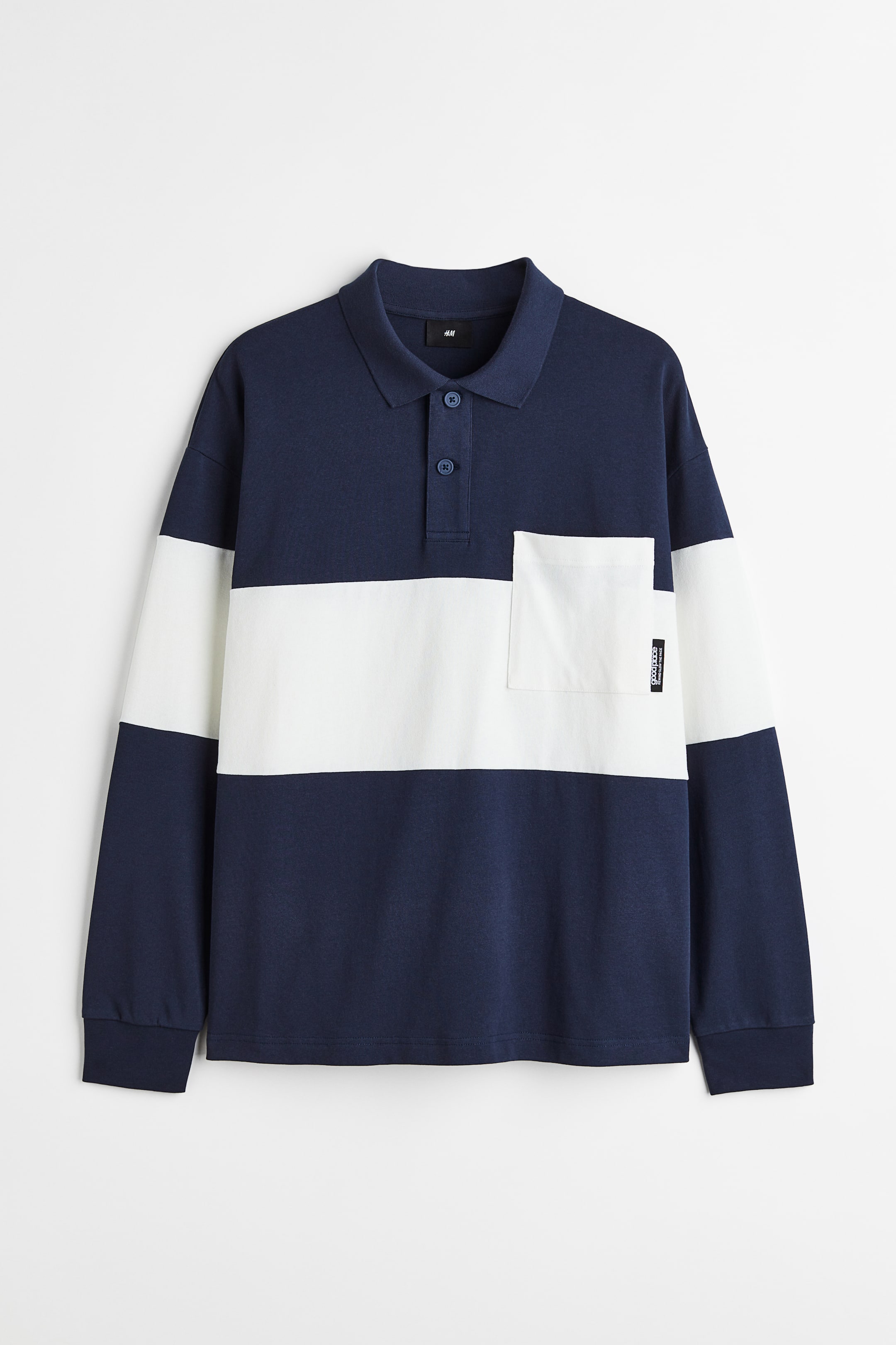 Xem ảnh lớn hơn: Áo rugby vải cotton - Màu xanh tím than/Kẻ - Men | H&M VN 1