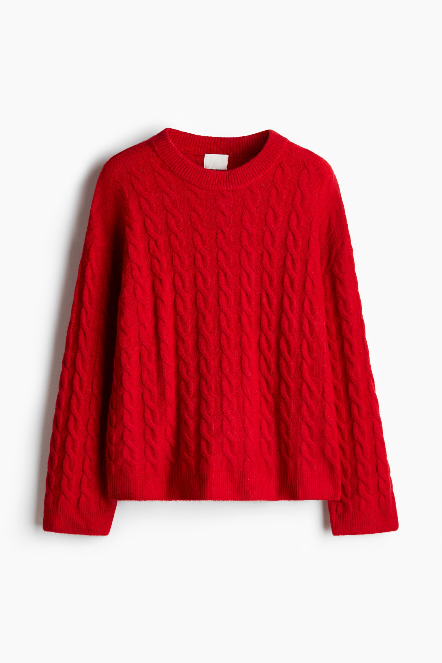 Cable-knit jumper - Red/Pale pink - 2