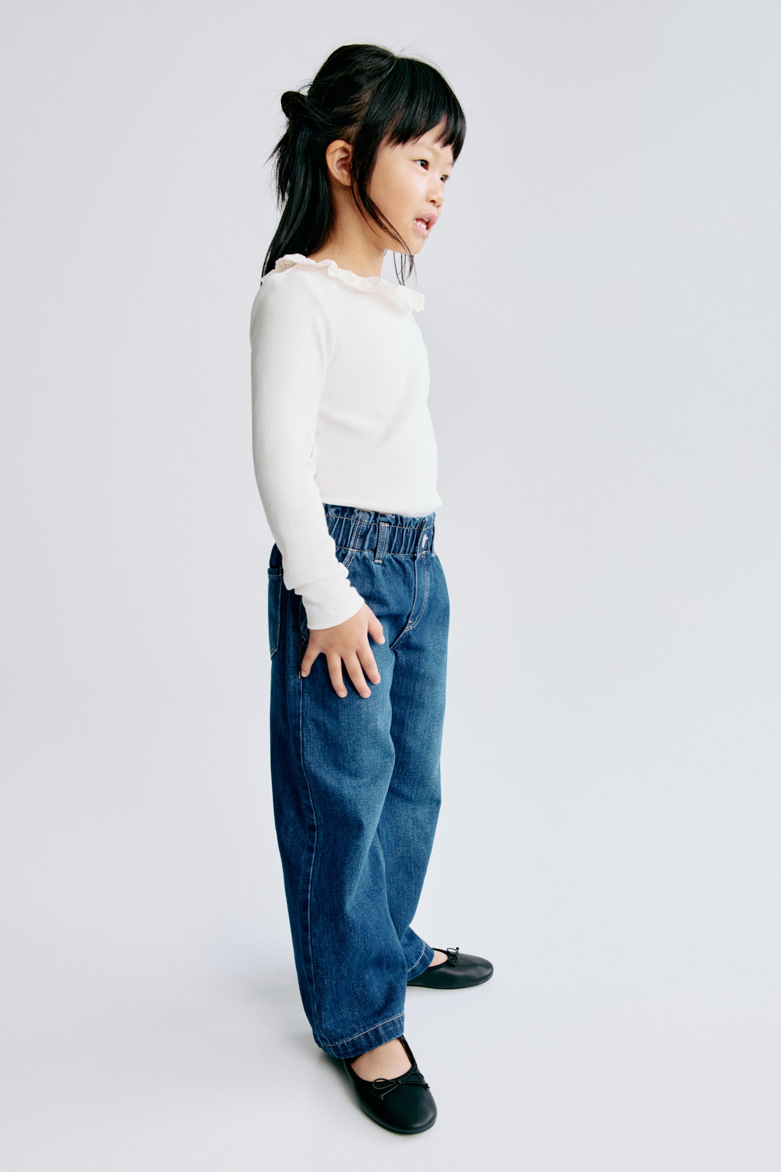 Wide Leg paper bag jeans - Denim blue/Denim blue/Denim blue/Light denim blue/Light pink/Light beige/Floral/Light khaki green/Washed denim black - 4