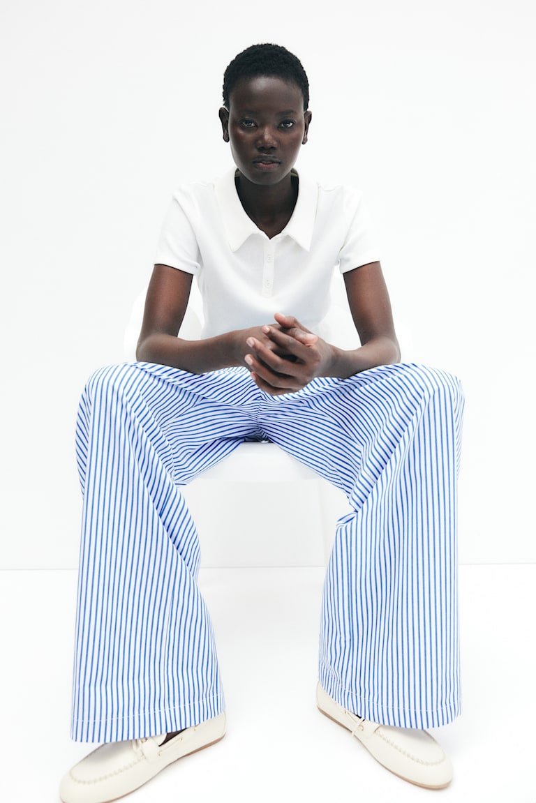 4th & Reckless - Delphi - Pantaloni Da Mare Blu E Bianchi A Righe Larghe In Coordinato - Foto 5