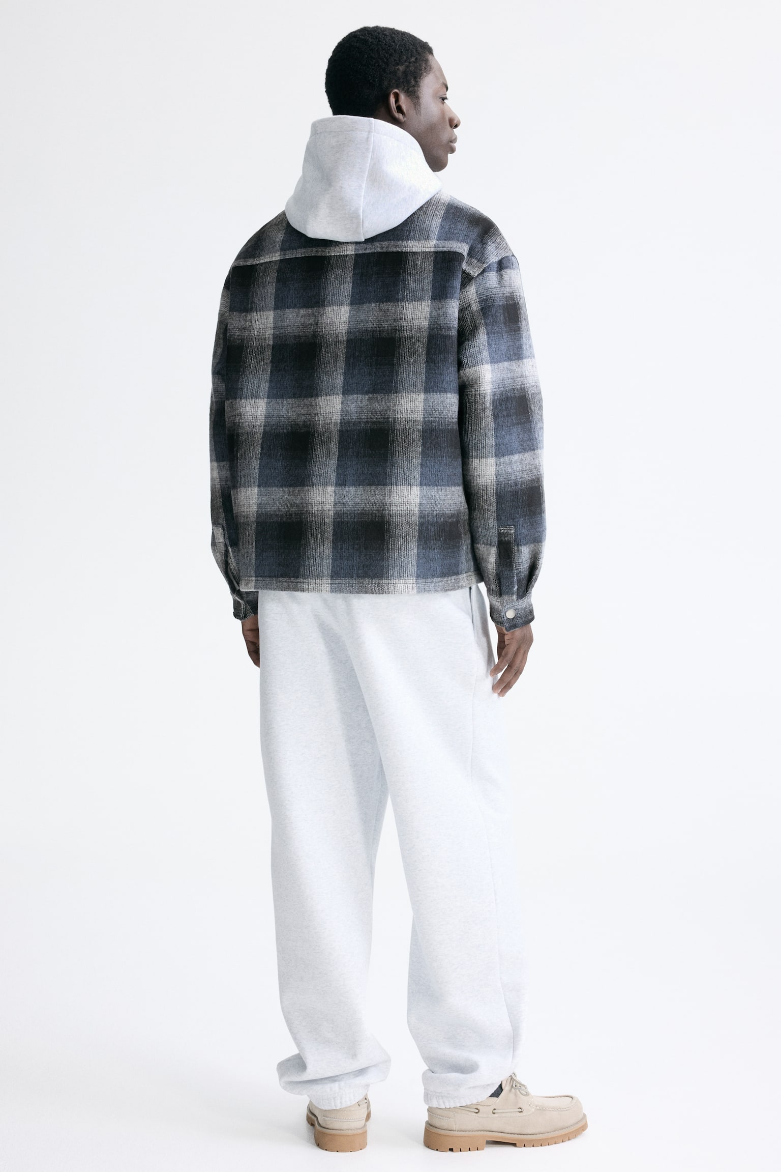 חולצת ז'קט Relaxed Fit - כחול כהה/משבצות - 7