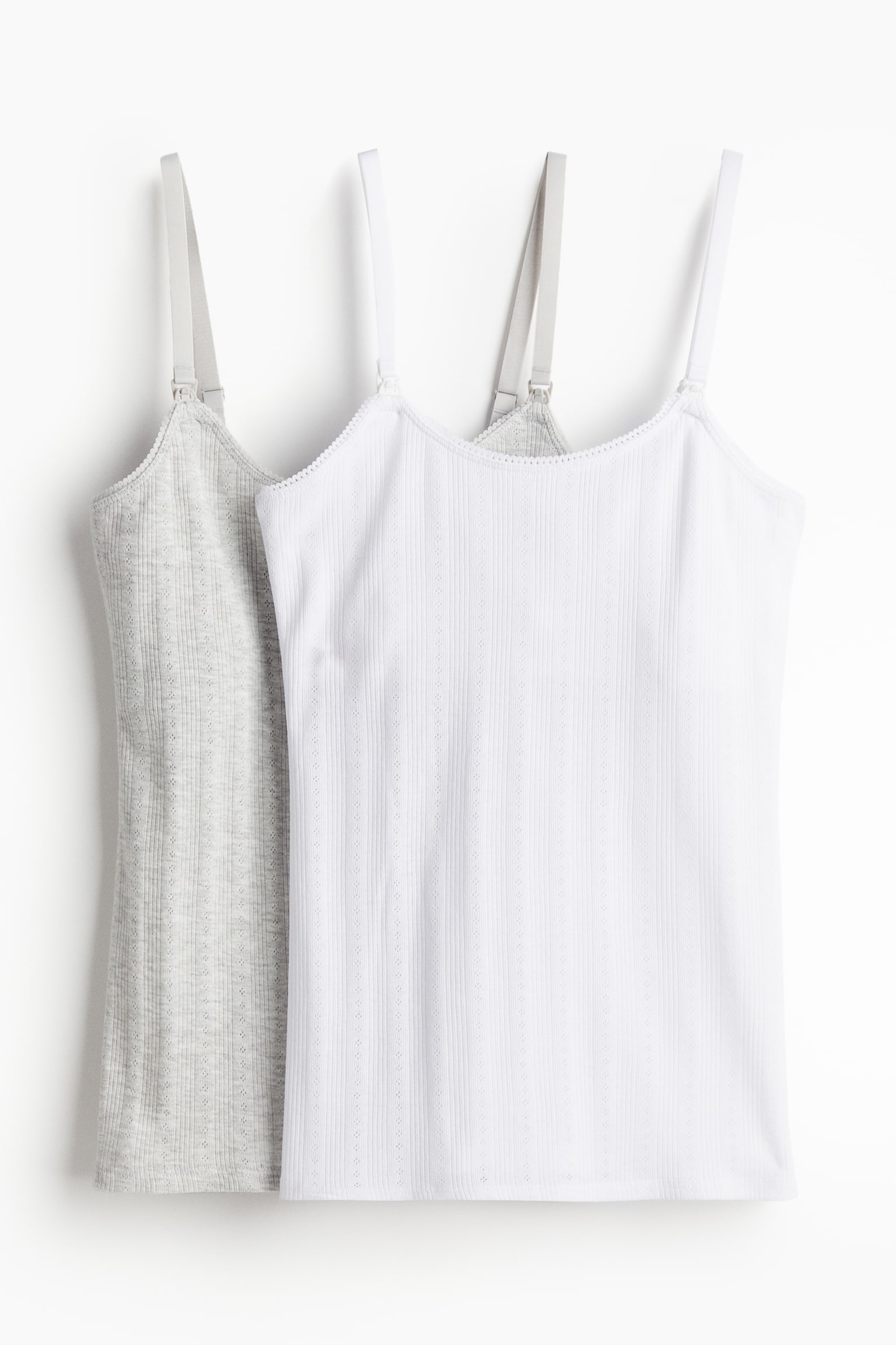 MAMA 2-pack Nursing Camis - White/Light grey marle - 2