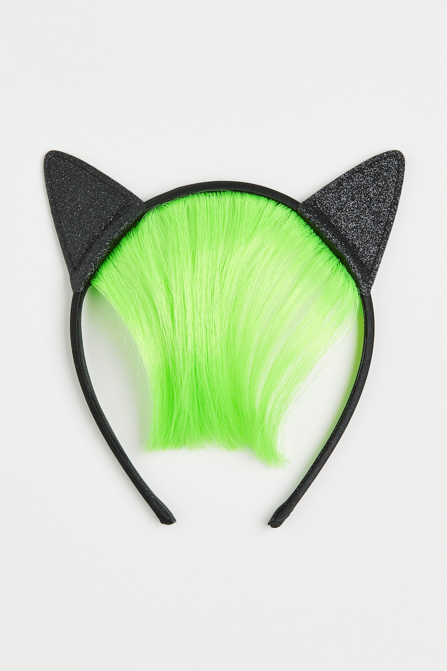 Alice band with a fringe and ears - Black/Neon green - 1