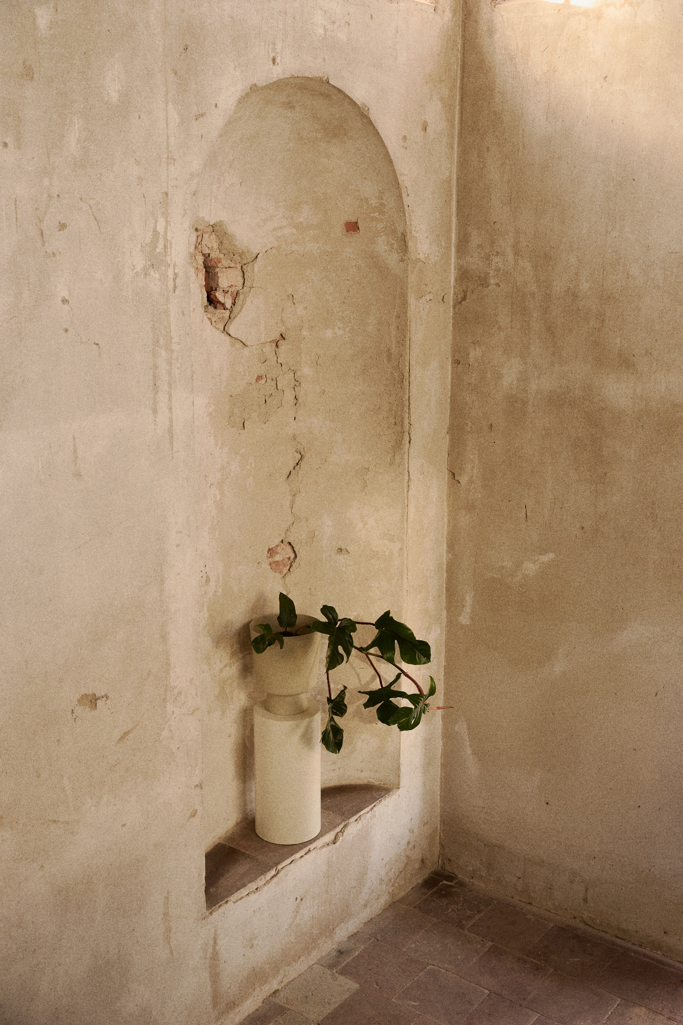 Grote metalen bloempot - Lichtbeige/Terracotta/Donkerbruin