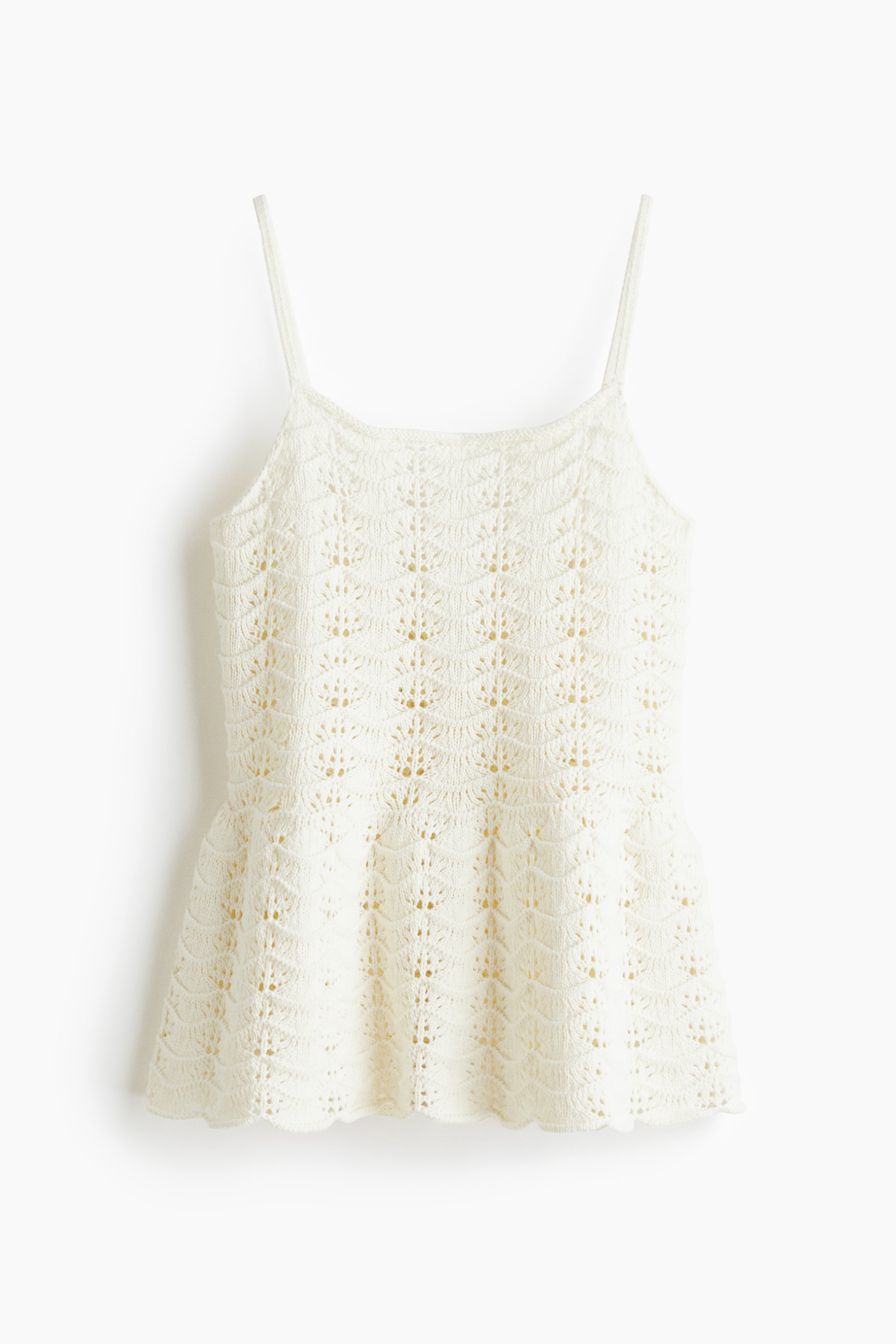 Crochet-look peplum top - 2
