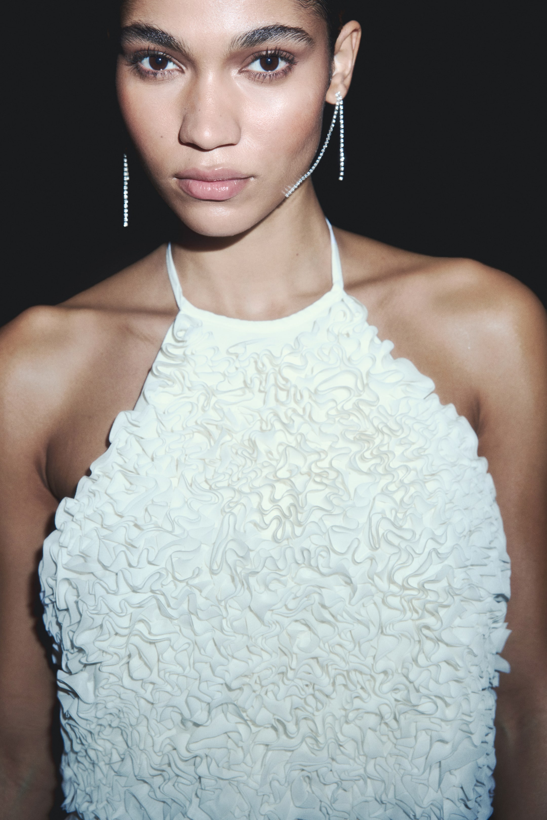 View larger image: Ruffled Halterneck Top - White - Ladies | H&M AU 1