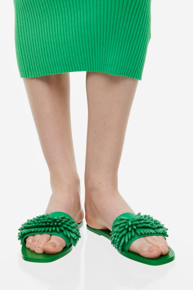 Sandales avec perles fantaisie - Vert - 1