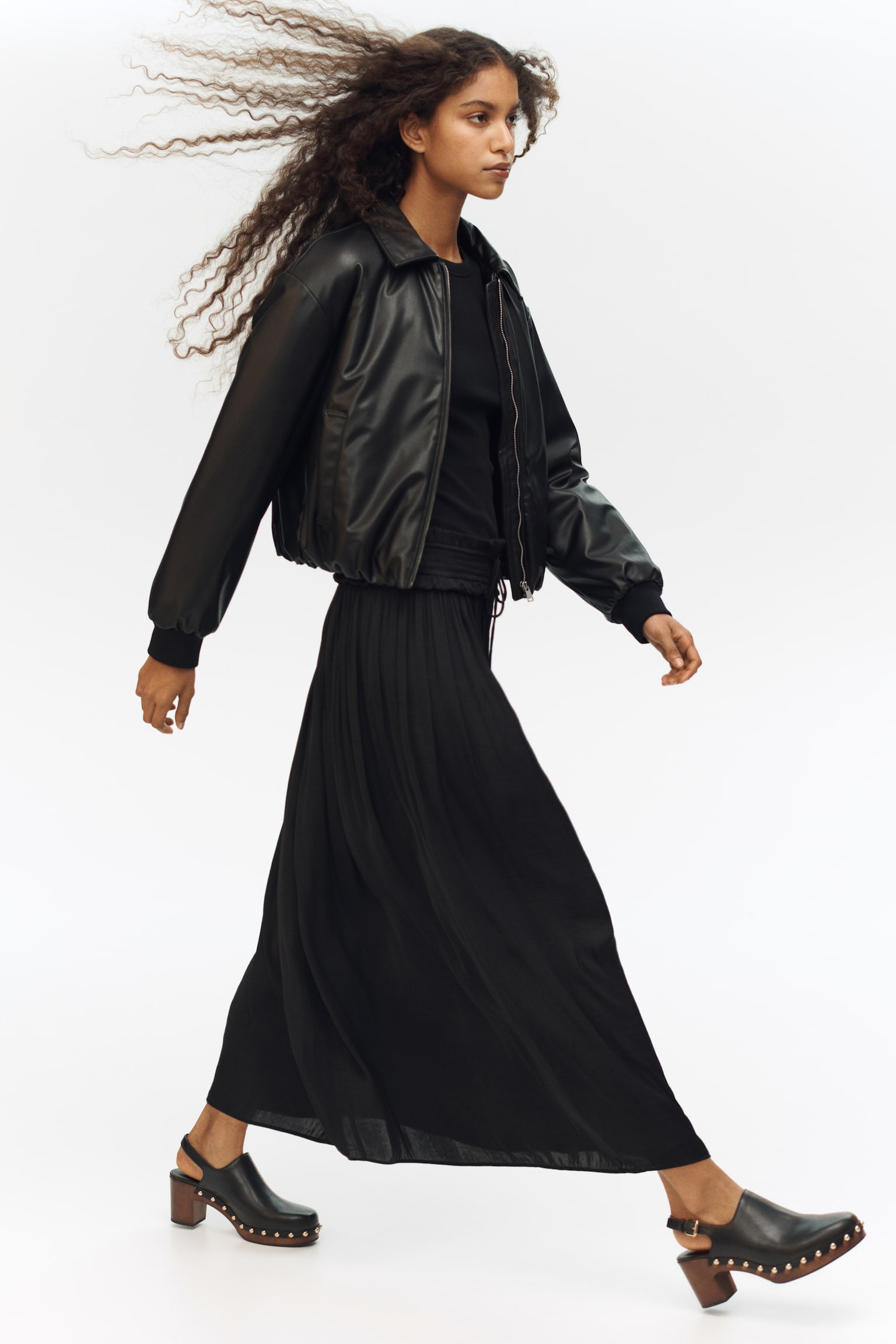 חצאית מקסי עם גדילים - שחור - 1