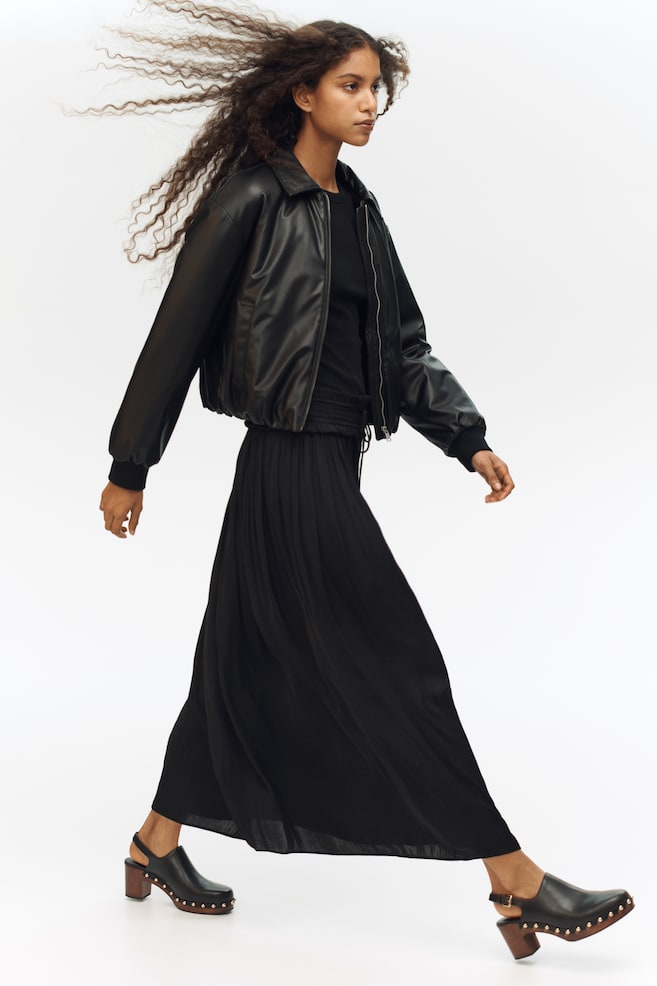 Falda maxi con borlas - Negro/Beige claro - 2