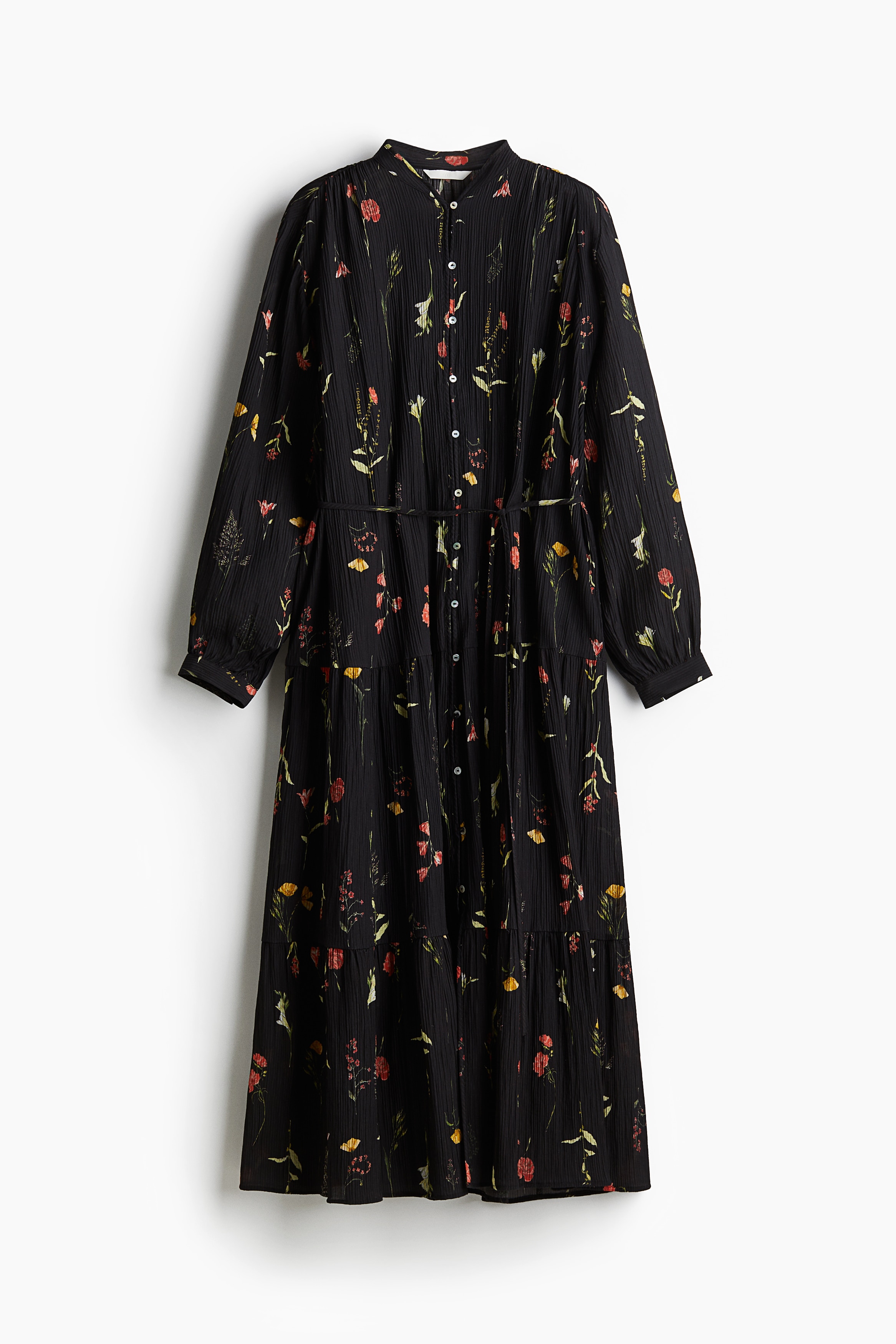 Oversized Crinkled Dress - Black/floral - Ladies | H\u0026M US