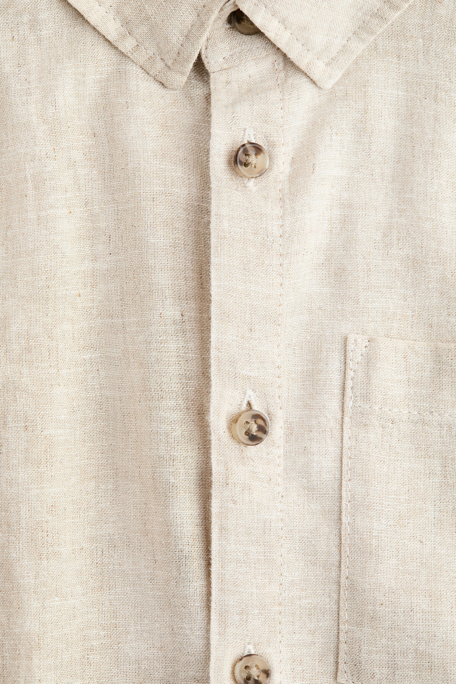 Short-sleeved linen-blend shirt - Light beige/Blue/Striped/White/Light blue/Striped/Light yellow - 2