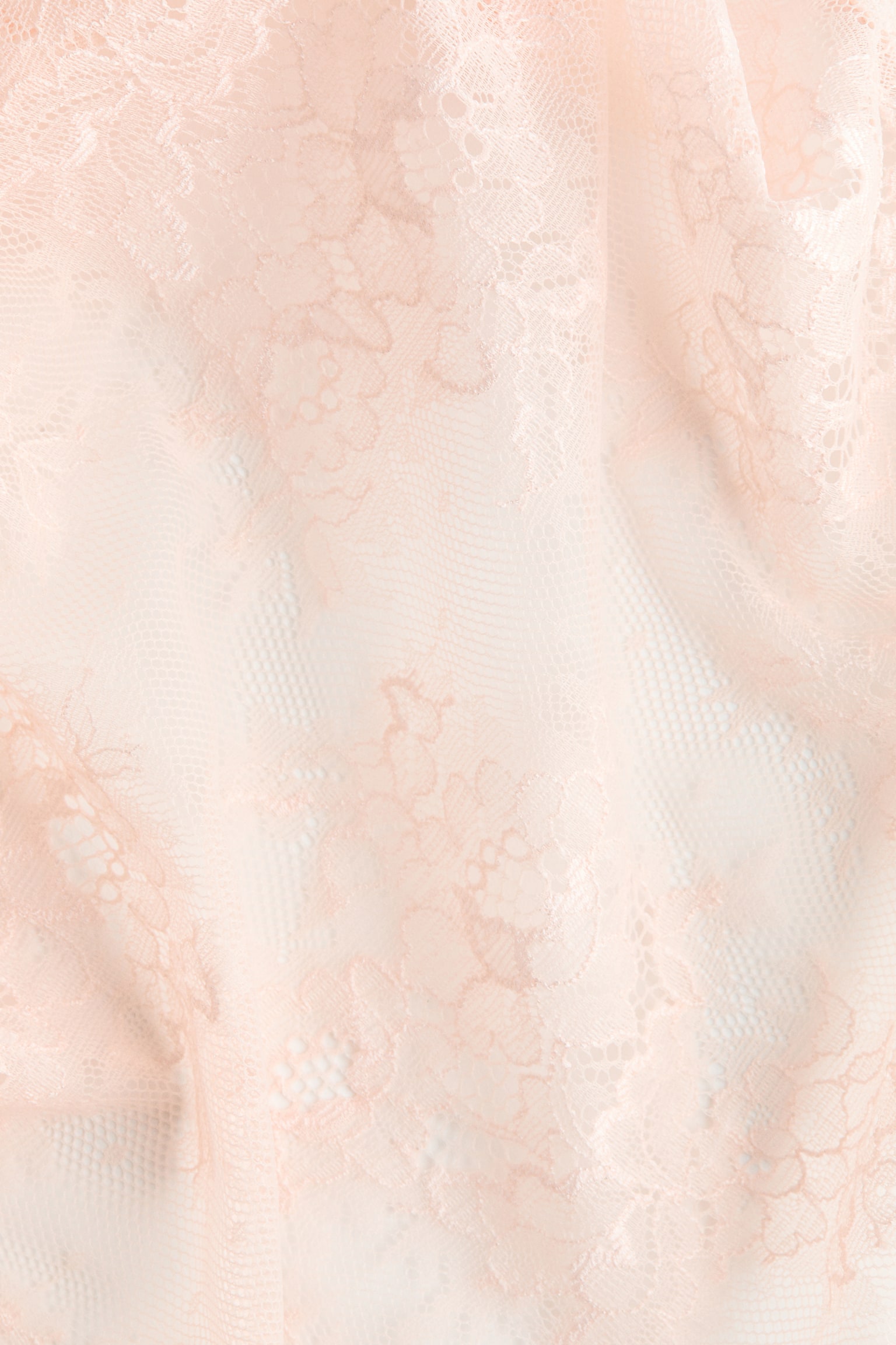 Frill-trimmed lace thong body - Light peach pink - 7