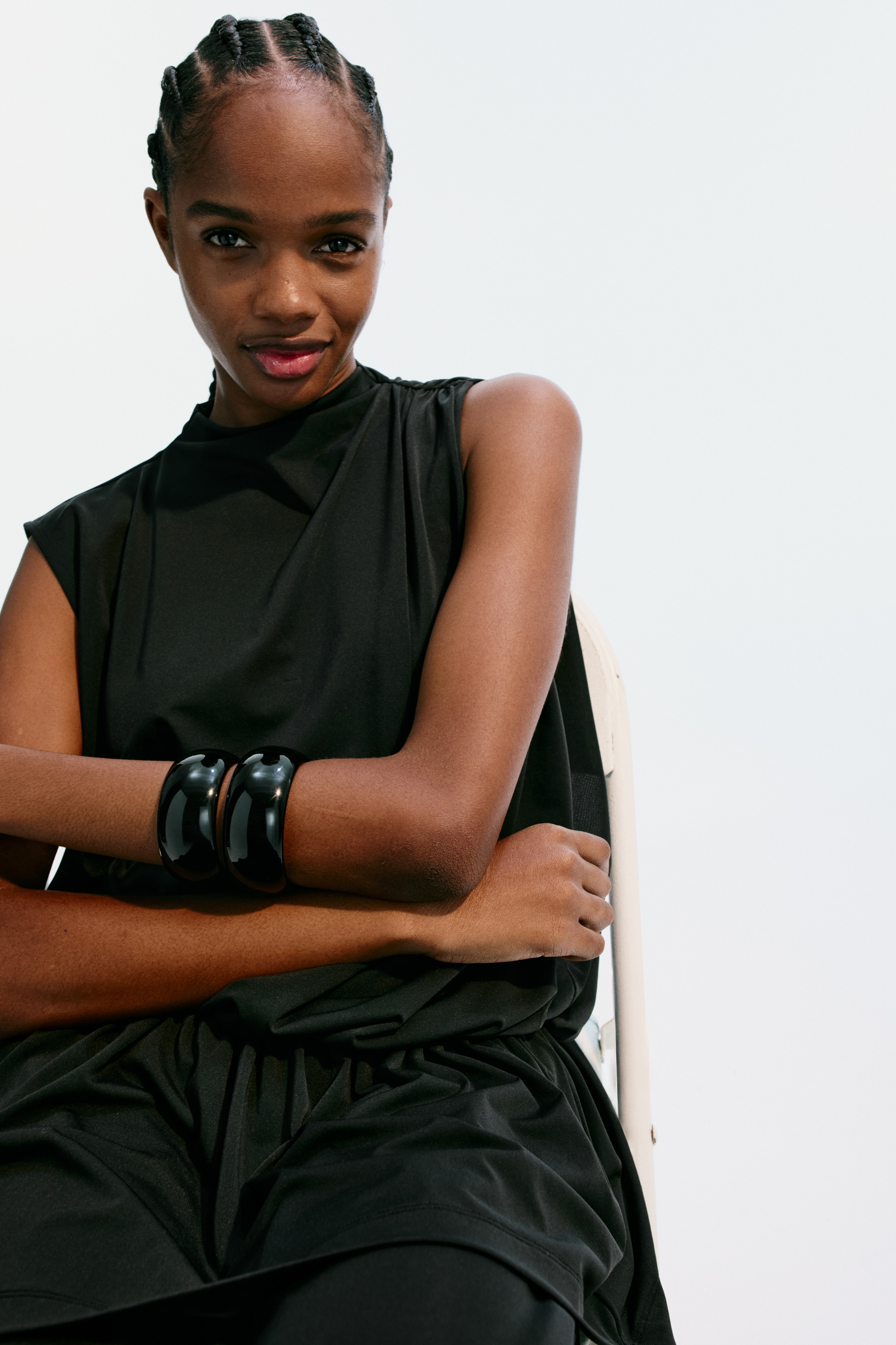 Women's Black Asymmetric Draped Top | H&M US