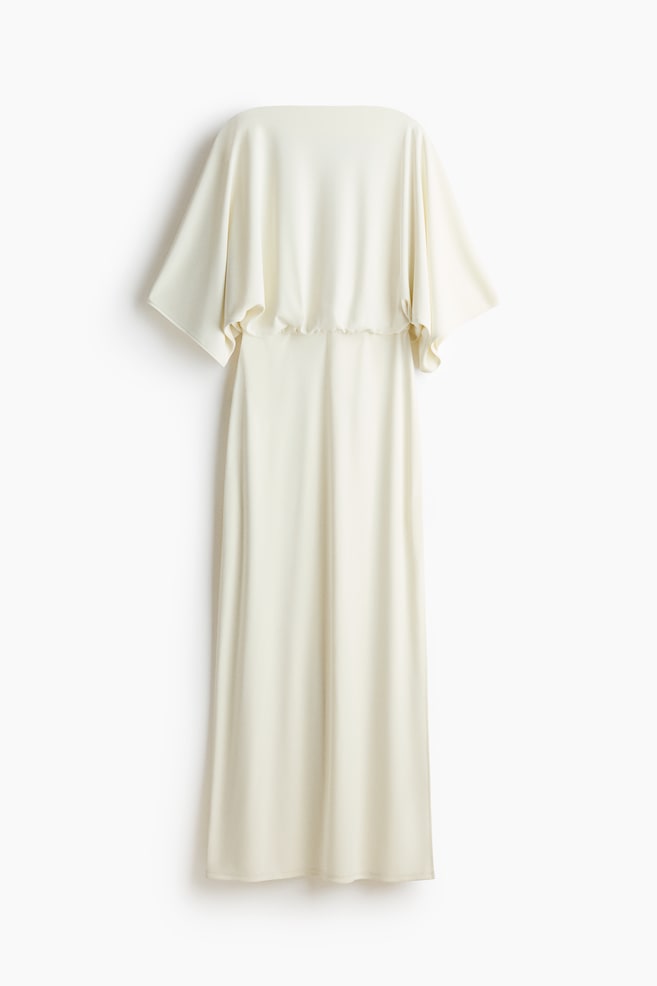 Drapiertes Maxikleid - Cremefarben - 1