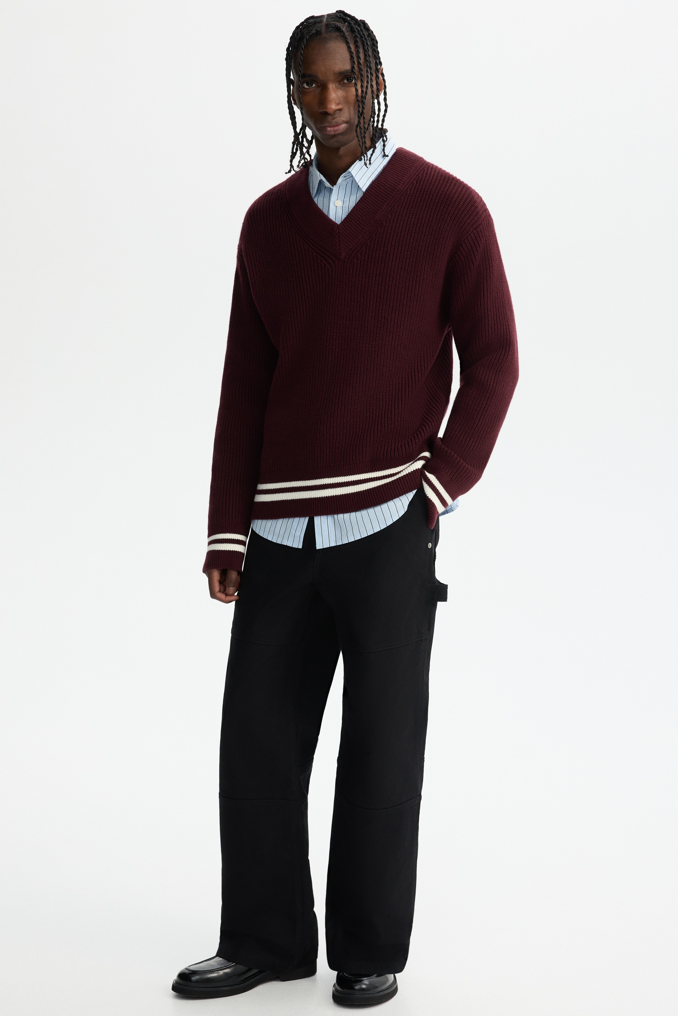 H & M - ボクシーフィット リブニットセーター - レッド