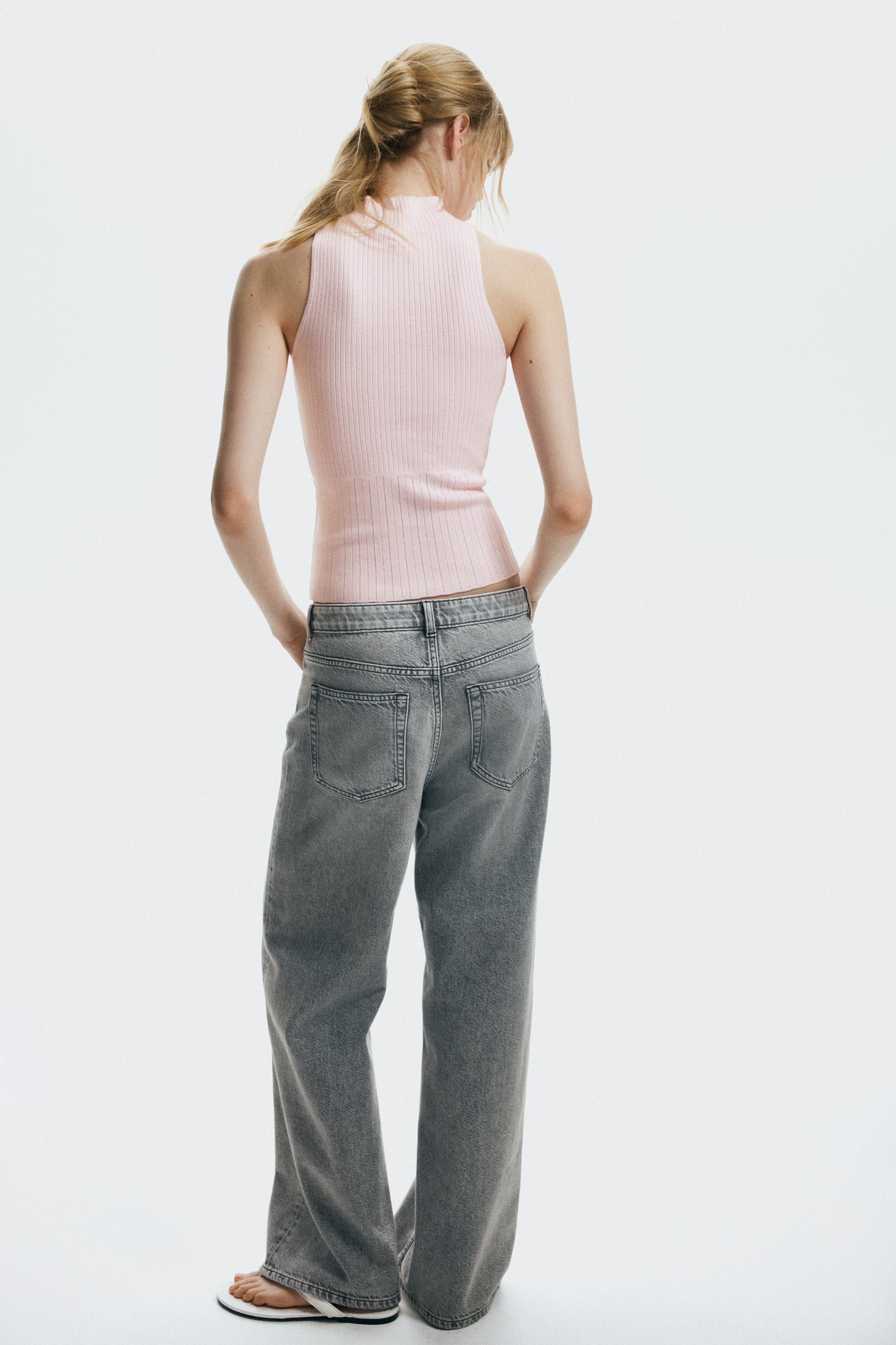 Rib-Knit Mock Turtleneck Top