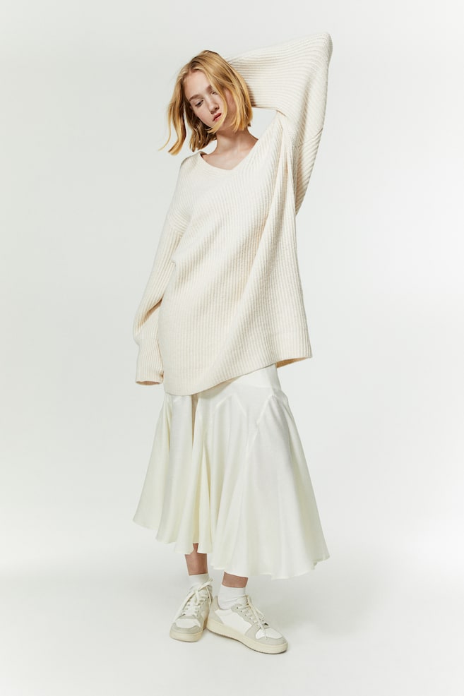 Rib-knit dress - Natural white - 1