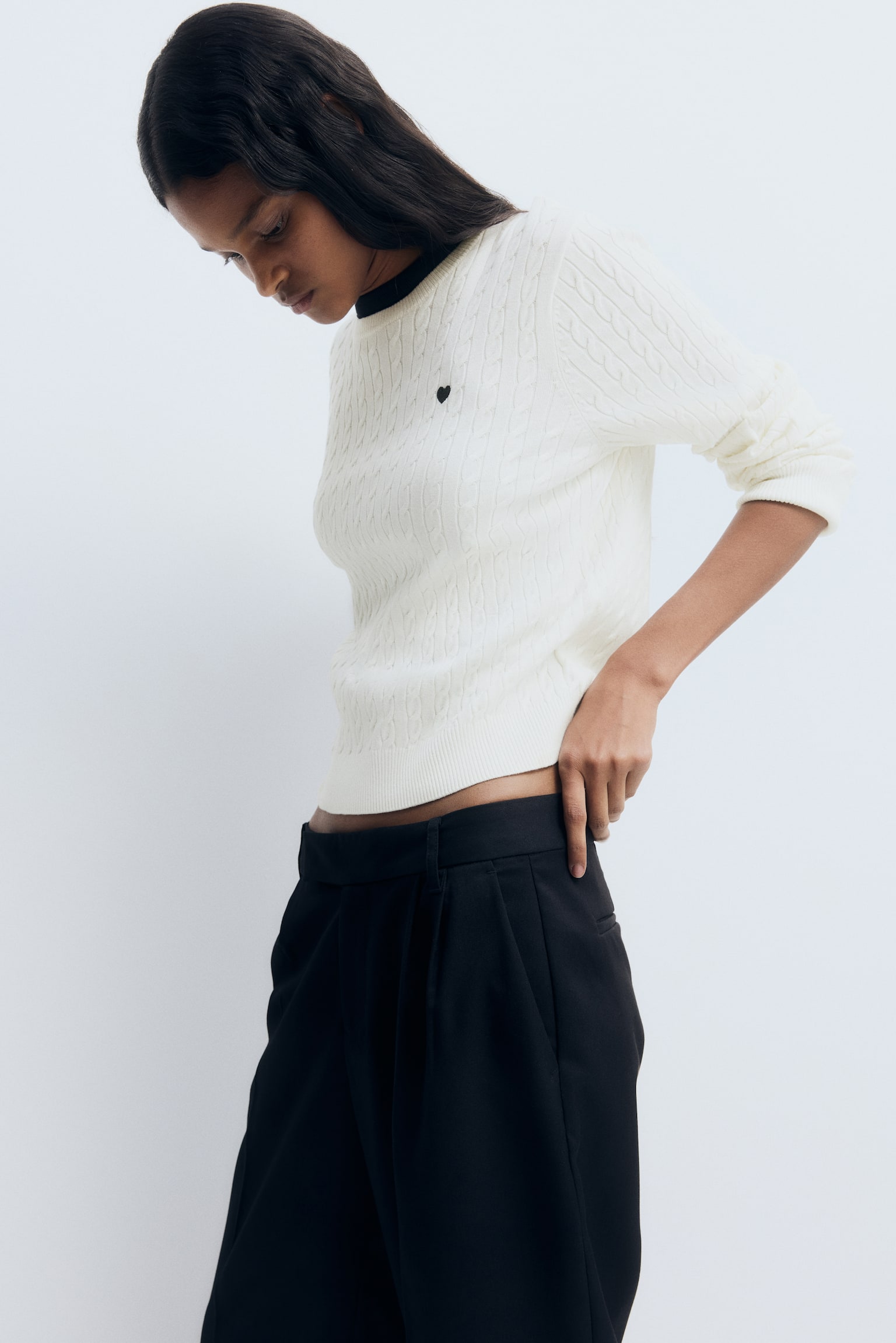 Cable-knit jumper - White/Light pink/Burgundy/Dark grey/Blue/Navy blue - 6