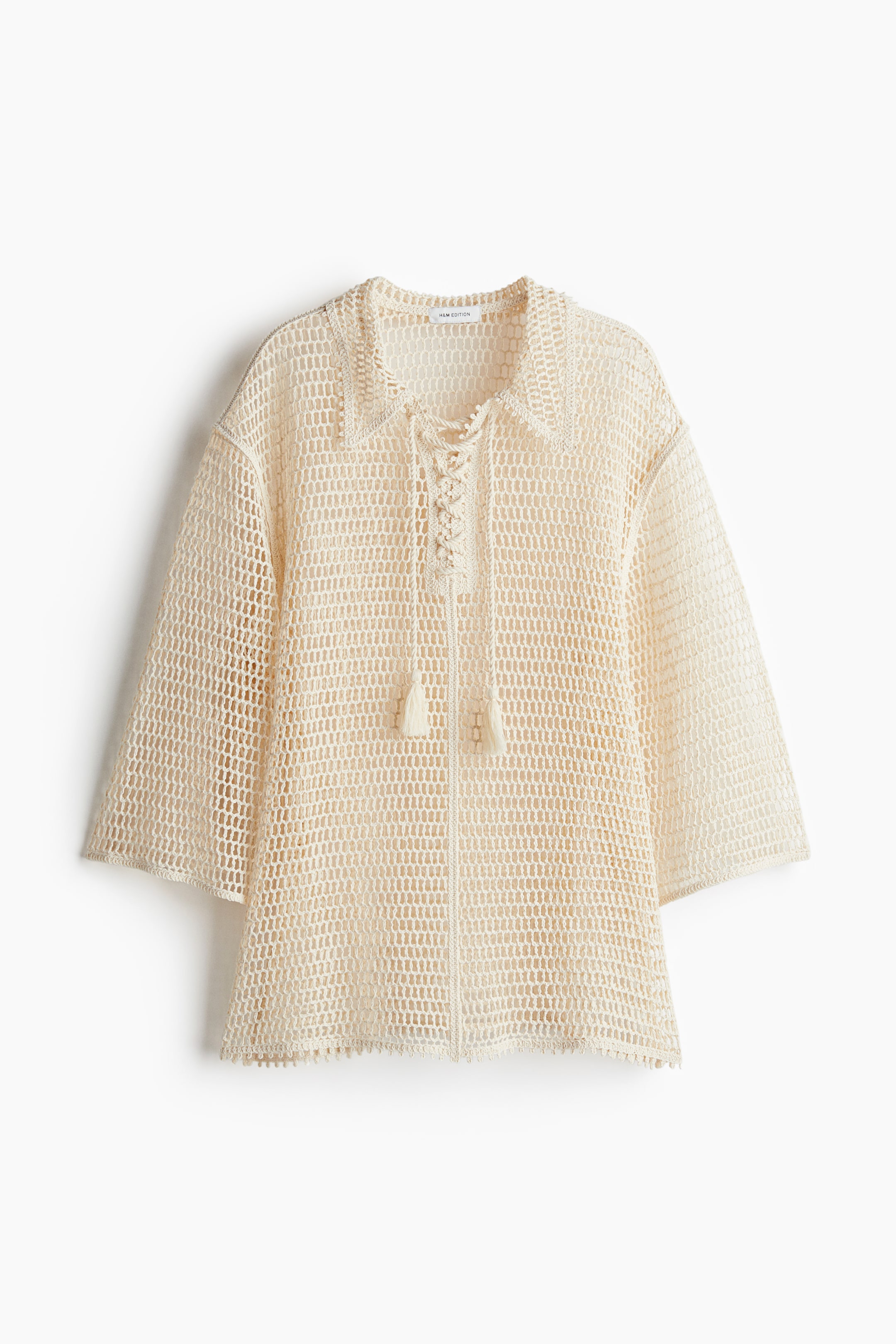 Hole-Knit Lace-Up Top