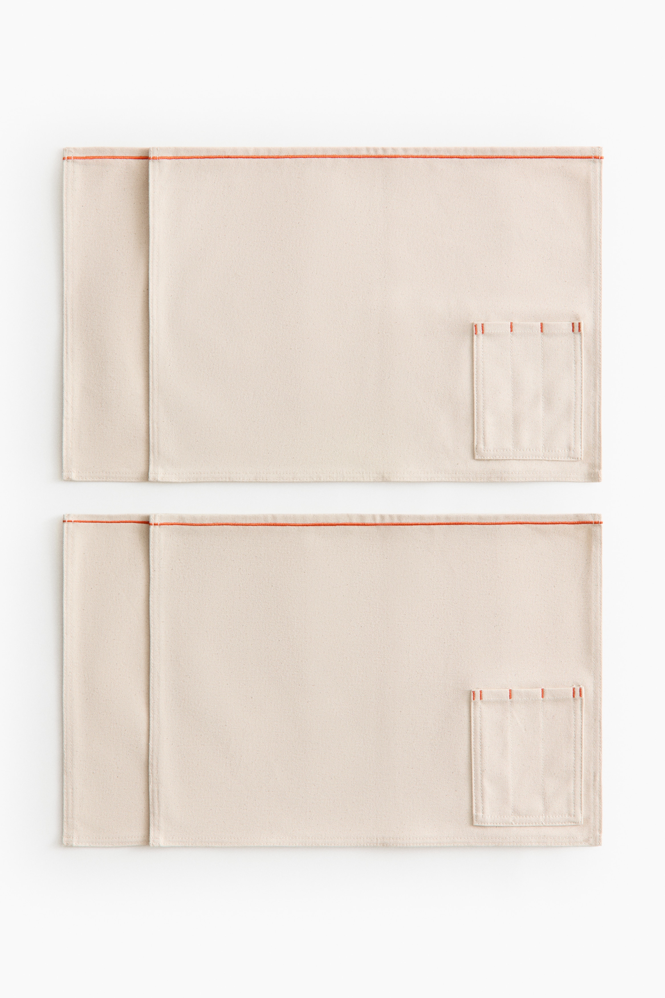 Tovagliette con tasca 4 pezzi - Beige chiaro/arancione/Beige chiaro/blu/Beige chiaro/nero