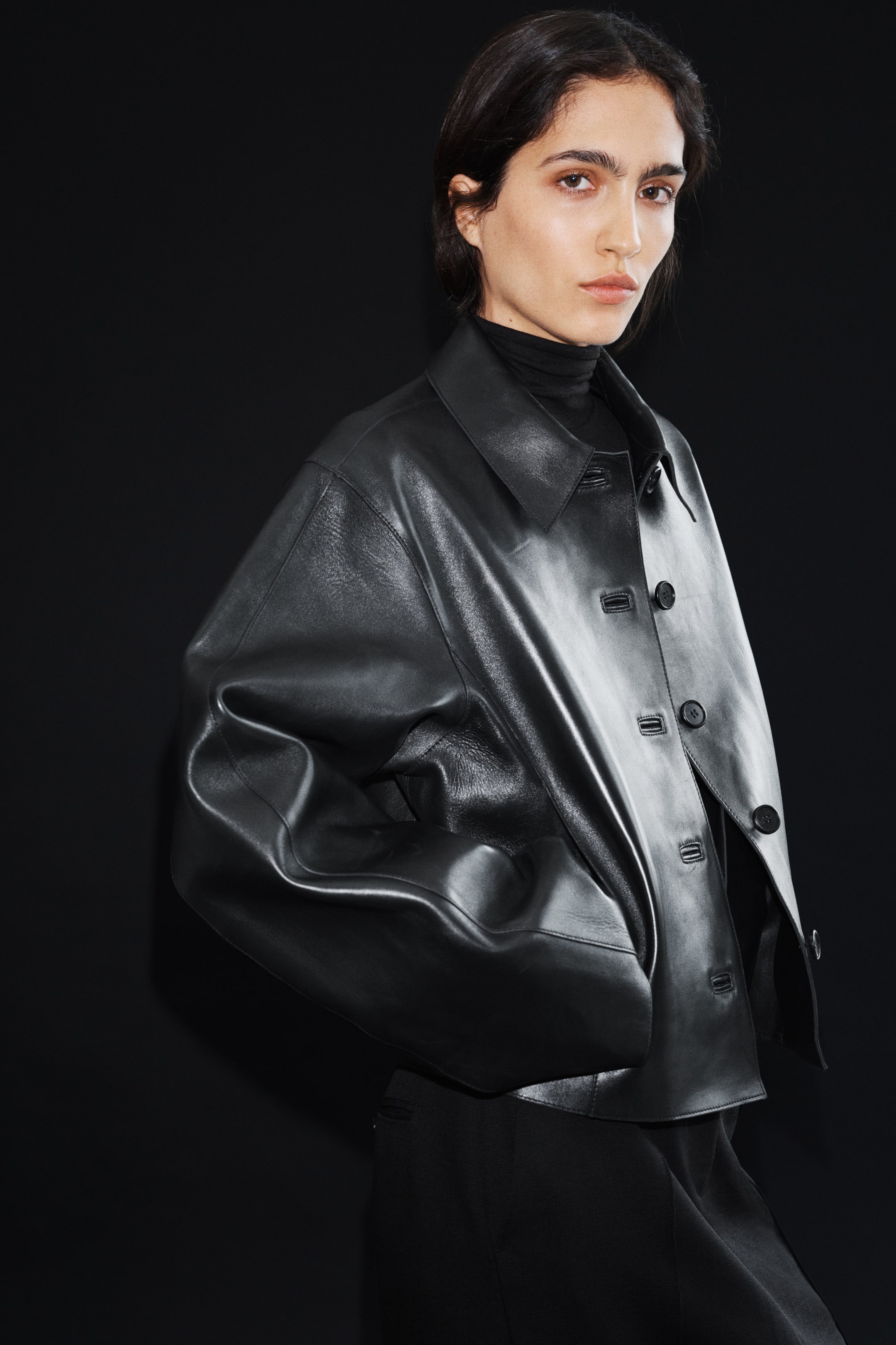 Leather Jacket with Collar