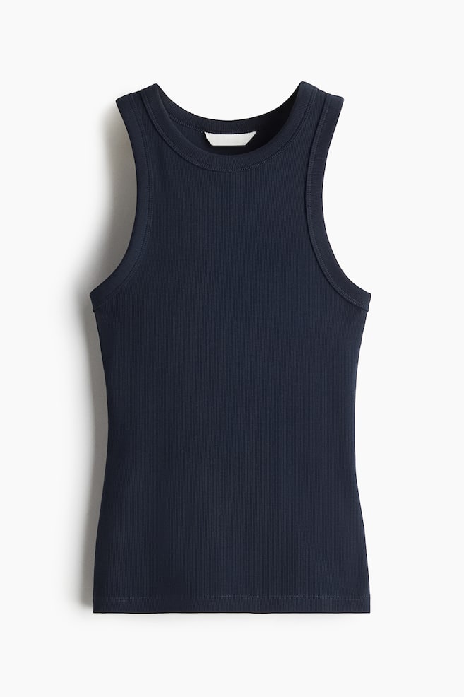 Camiseta sin mangas en canalé - Azul marino/Gris azulado/Beige grisáceo/Beige claro/Rayas - 1