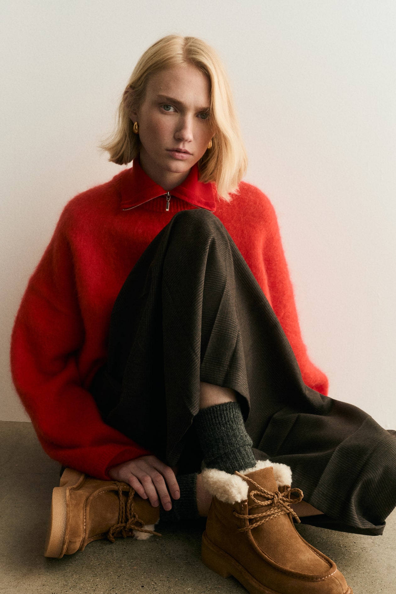 Warm-lined suede lace-up boots - Brown - Ladies | H&M